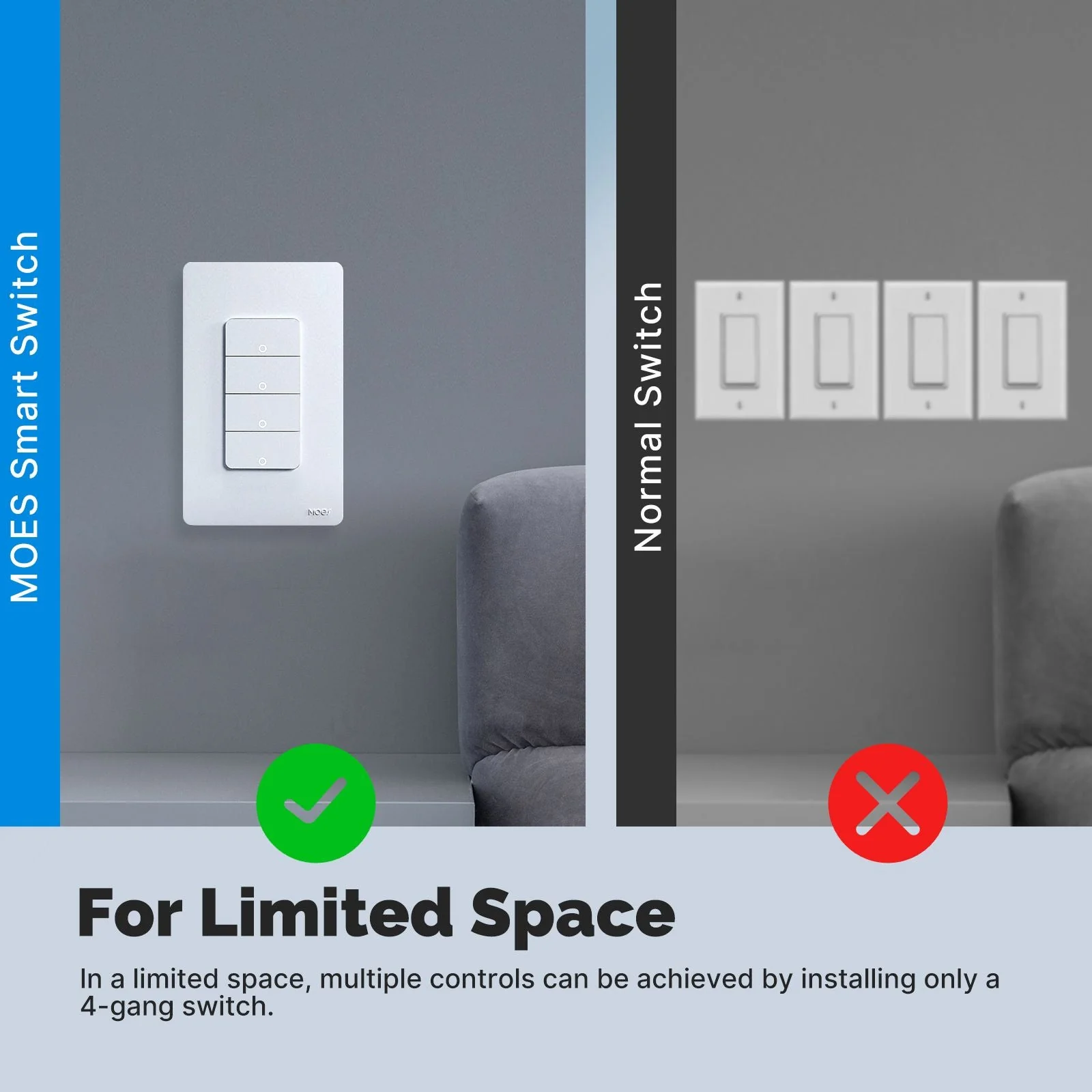 Matter WiFi Smart Light Button Switch App Control Neutral Wire Required US Standard 3