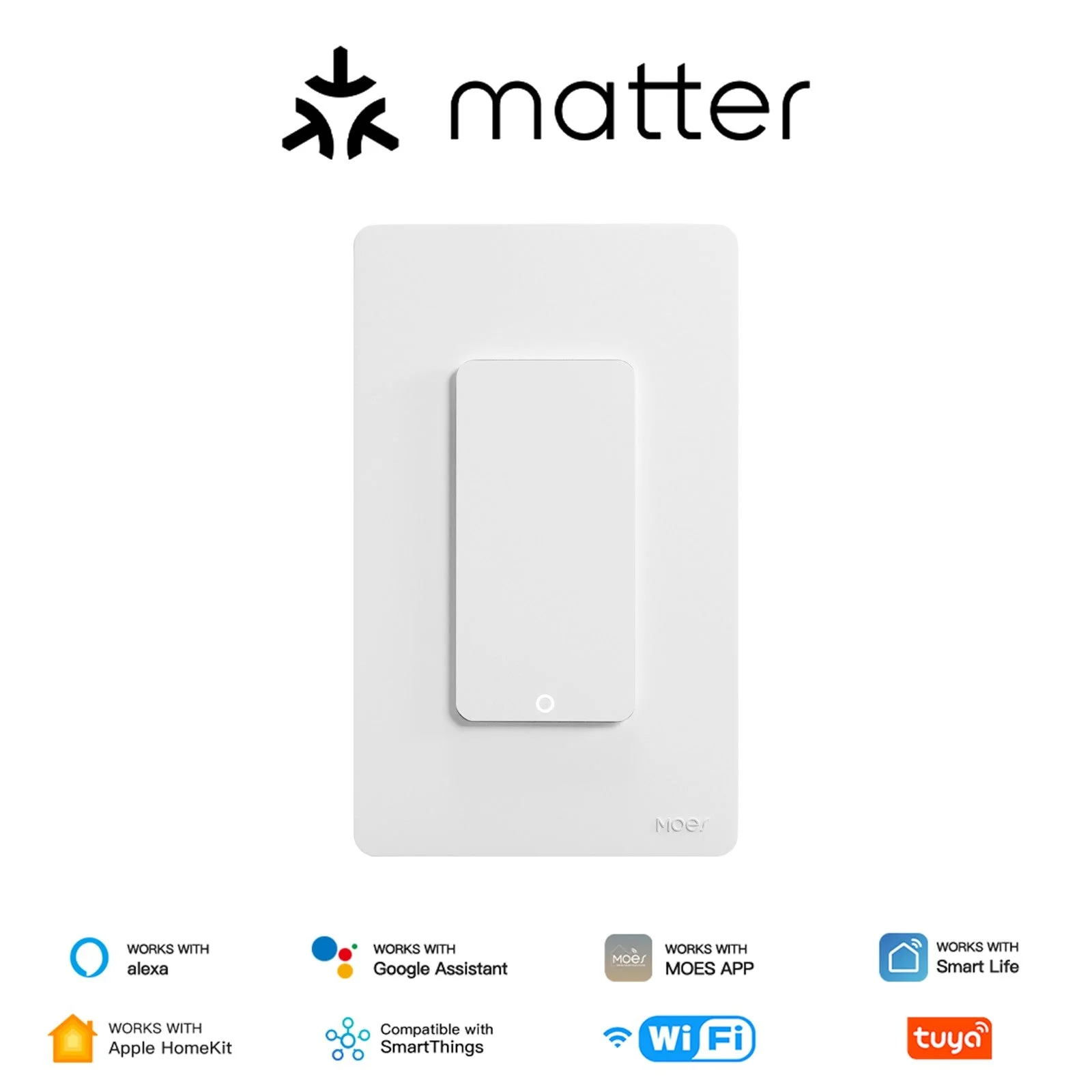 Matter WiFi Smart Light Button Switch App Control Neutral Wire Required US Standard 7