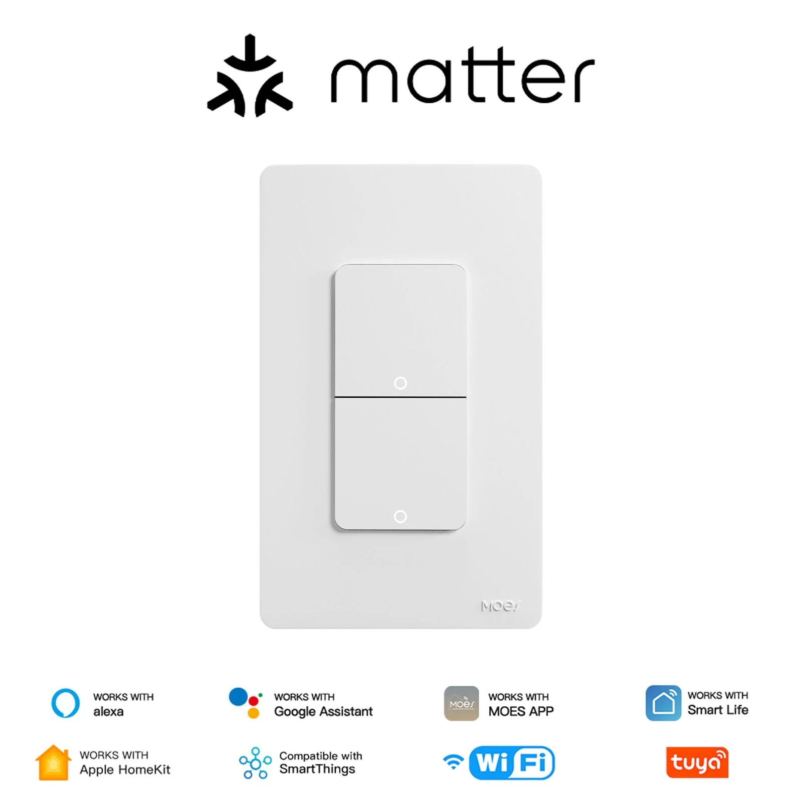Matter WiFi Smart Light Button Switch App Control Neutral Wire Required US Standard 8