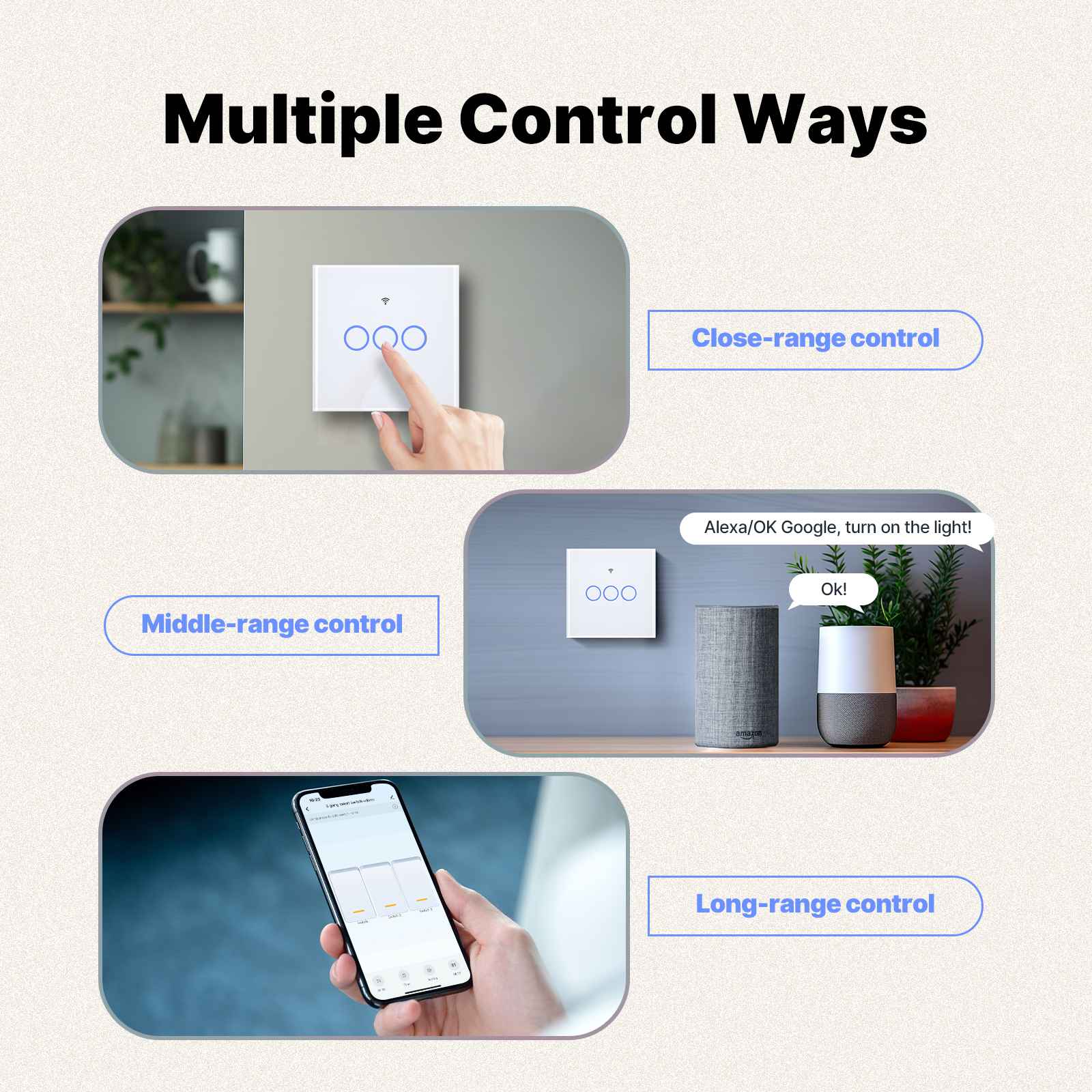 Matter WiFi Smart Light Switch Glass Panel Neutral Wire Required EU Standard 6