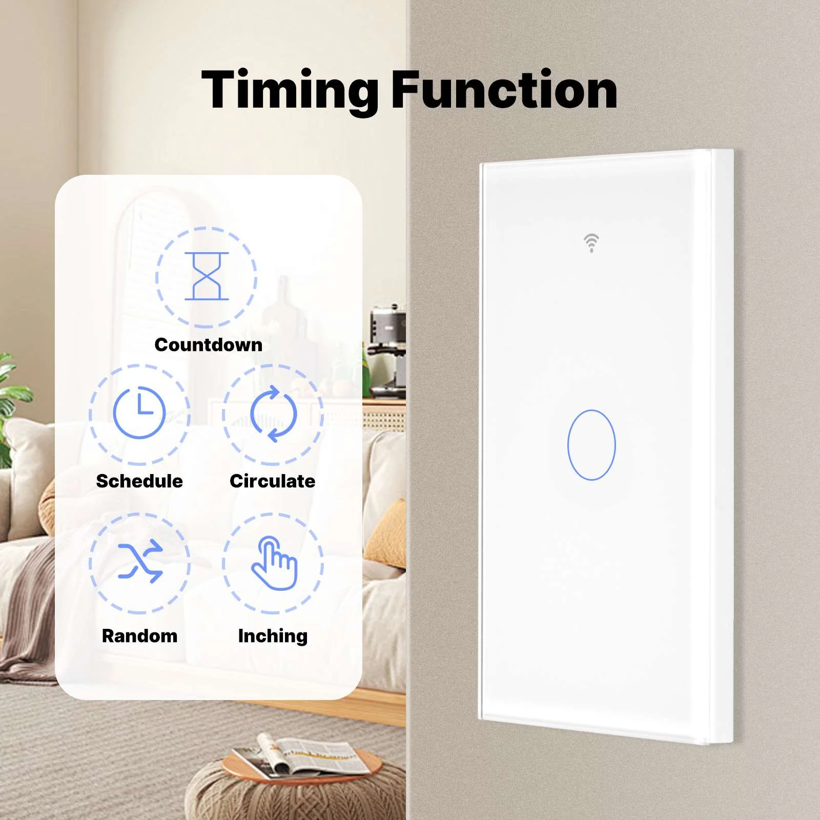 Matter WiFi Smart Light Switch Glass Panel Neutral Wire Required US Standard 5