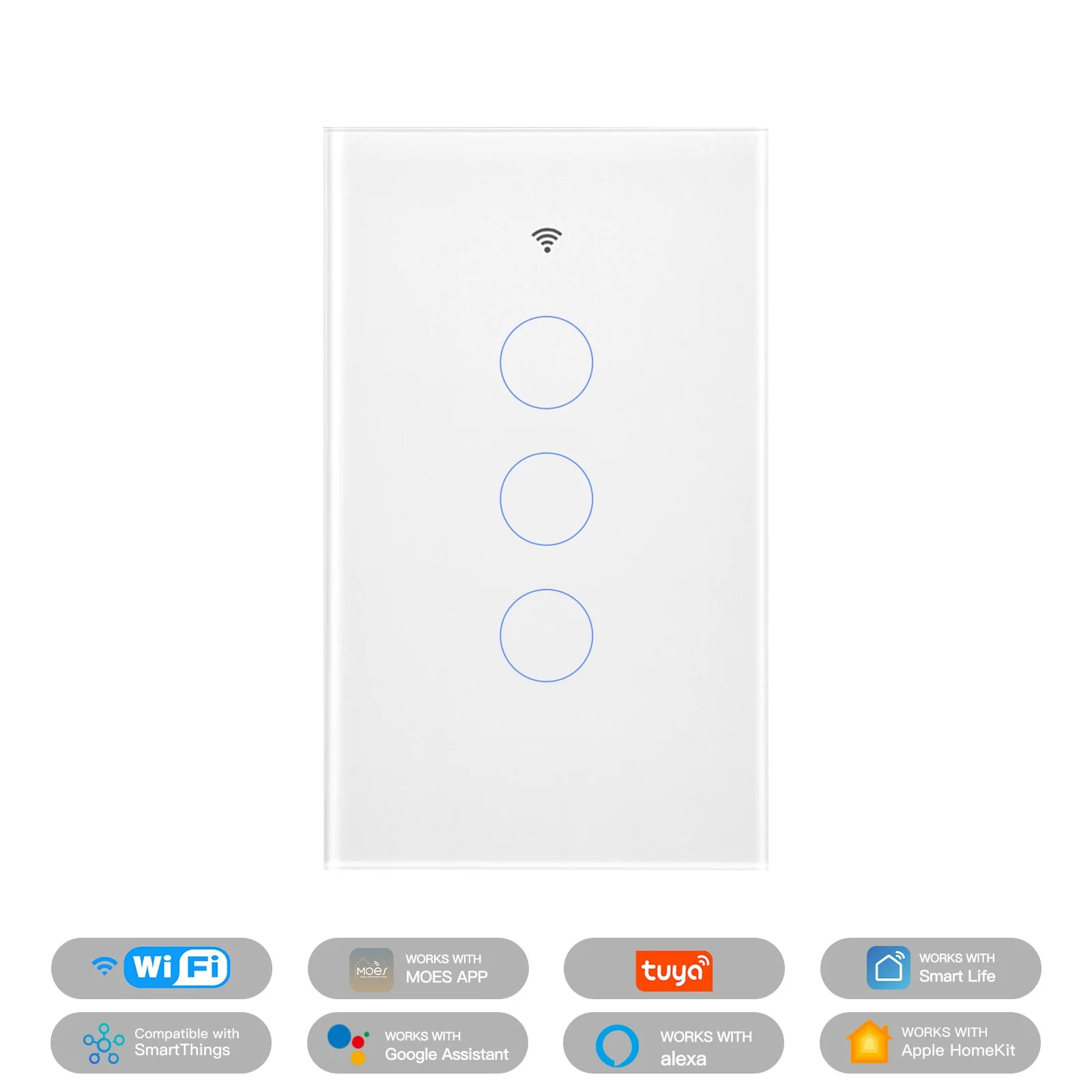 Matter WiFi Smart Light Switch Glass Panel Neutral Wire Required US Standard 9