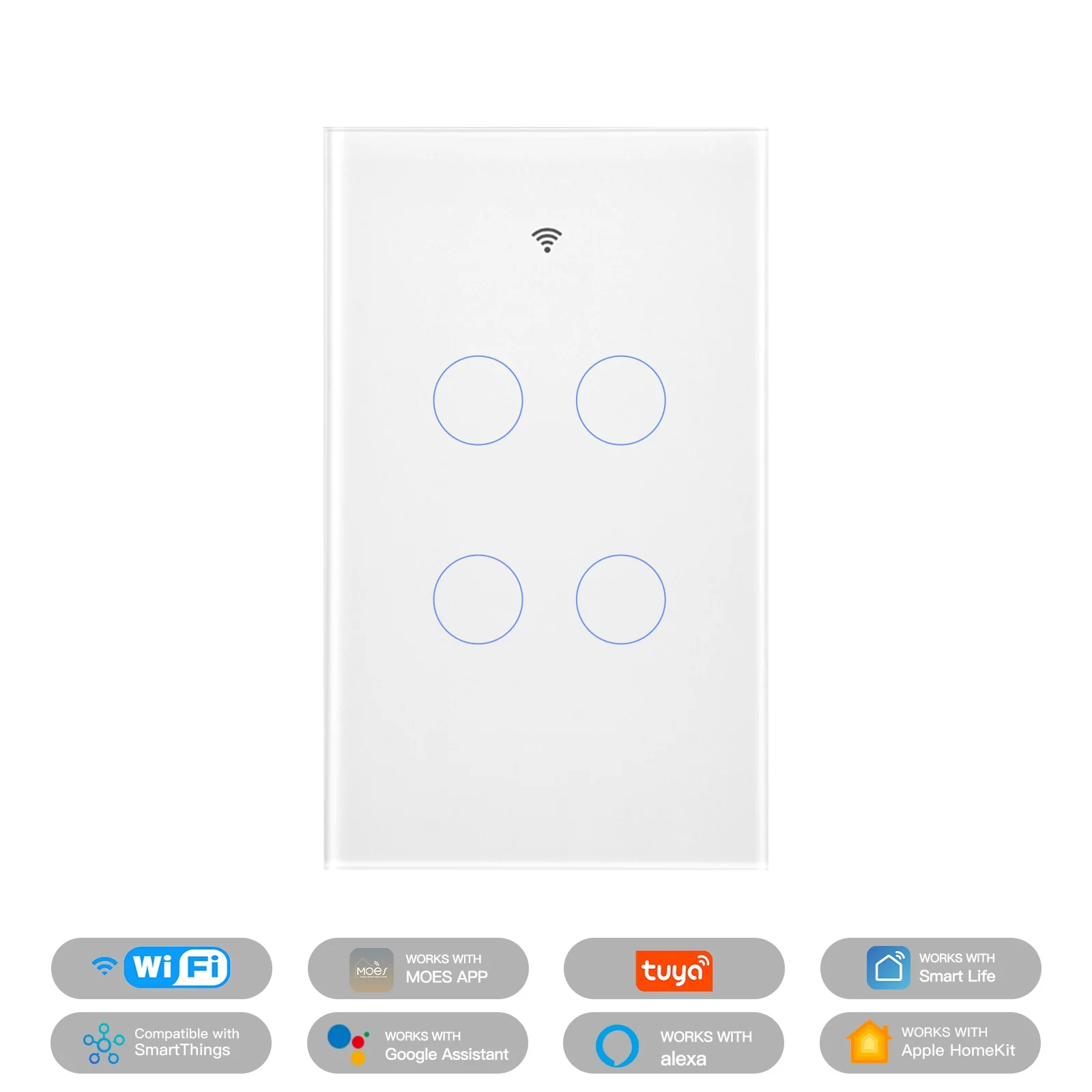Matter WiFi Smart Light Switch Glass Panel Neutral Wire Required US Standard 10