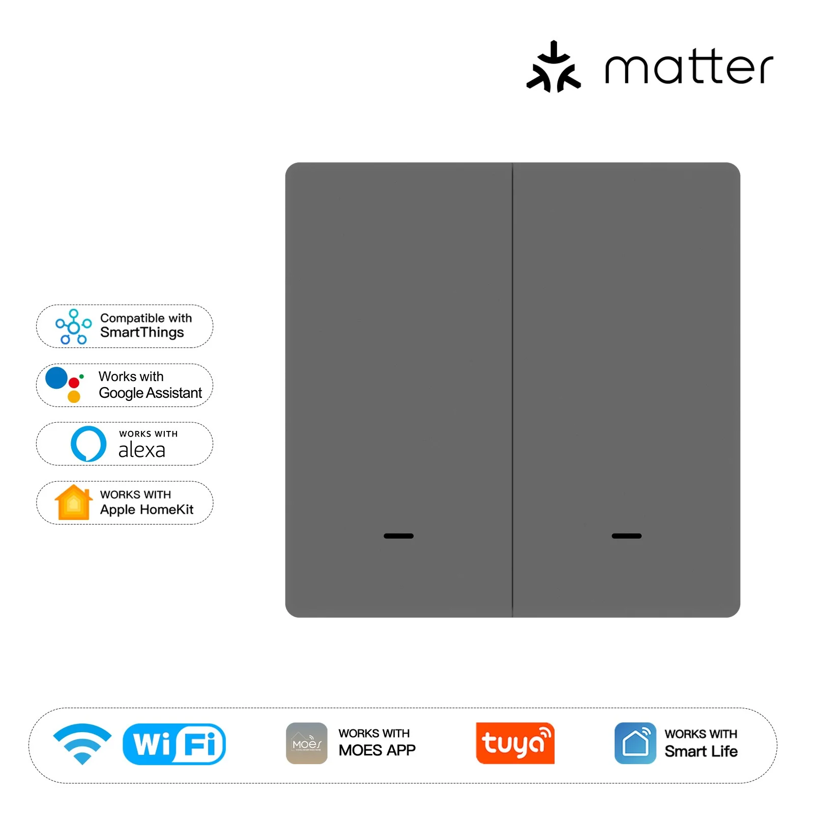 Matter WiFi Smart Push Button Light Switch App Control Neutral Wire Required EU Version 11