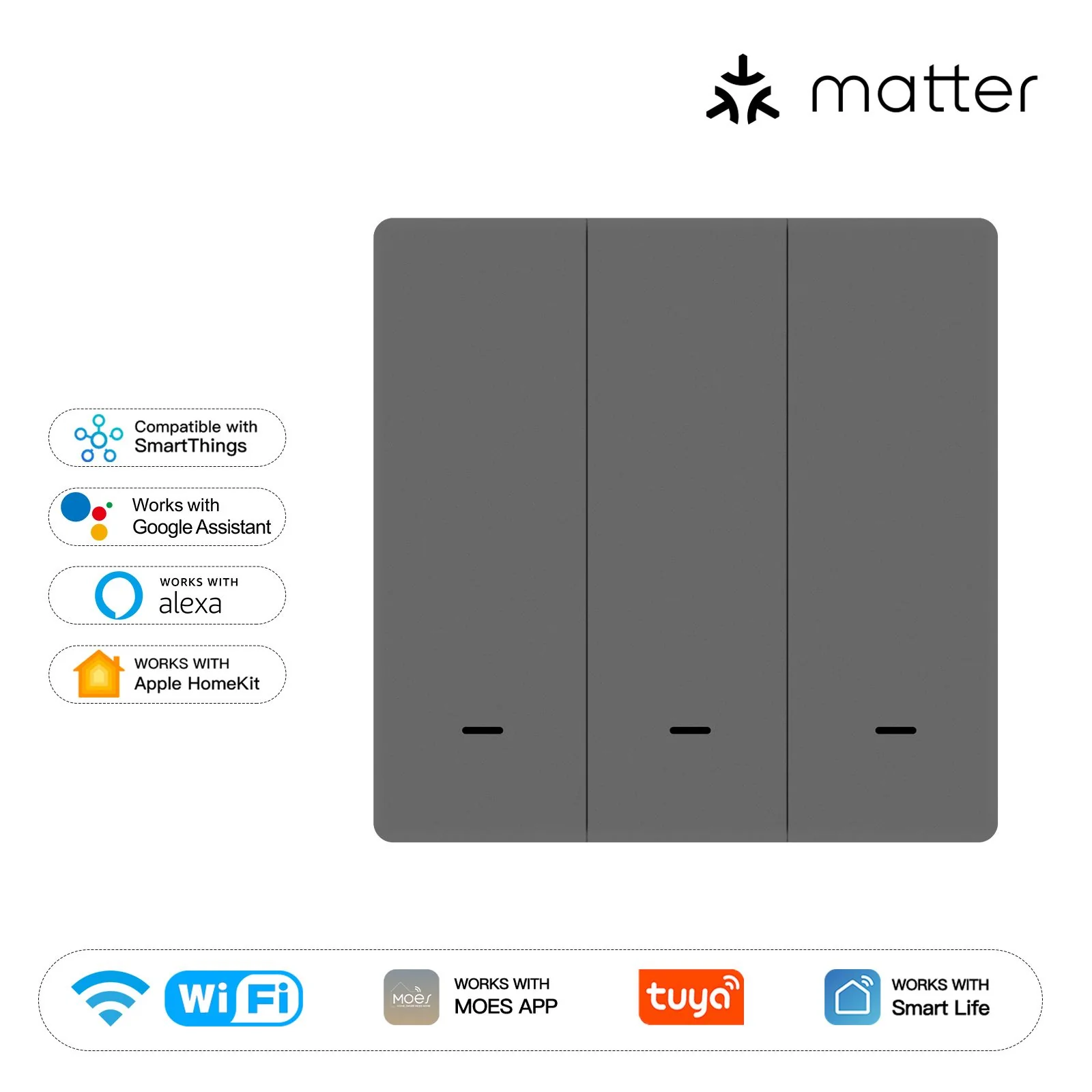 Matter WiFi Smart Push Button Light Switch App Control Neutral Wire Required EU Version 12