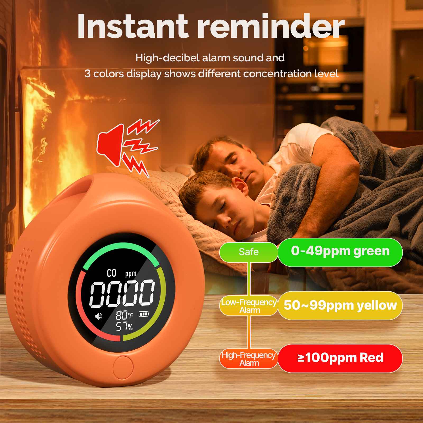 Mini Carbon Monoxide Detector Portable Temp/Humi/CO Meter(Non-smart) 4