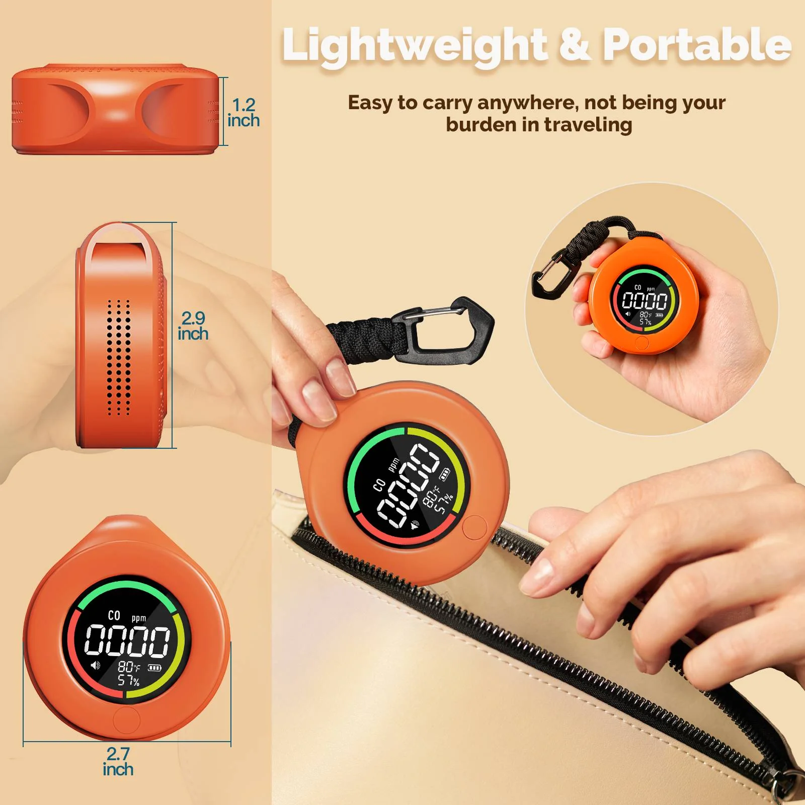 Mini Carbon Monoxide Detector Portable Temp/Humi/CO Meter(Non-smart) 6