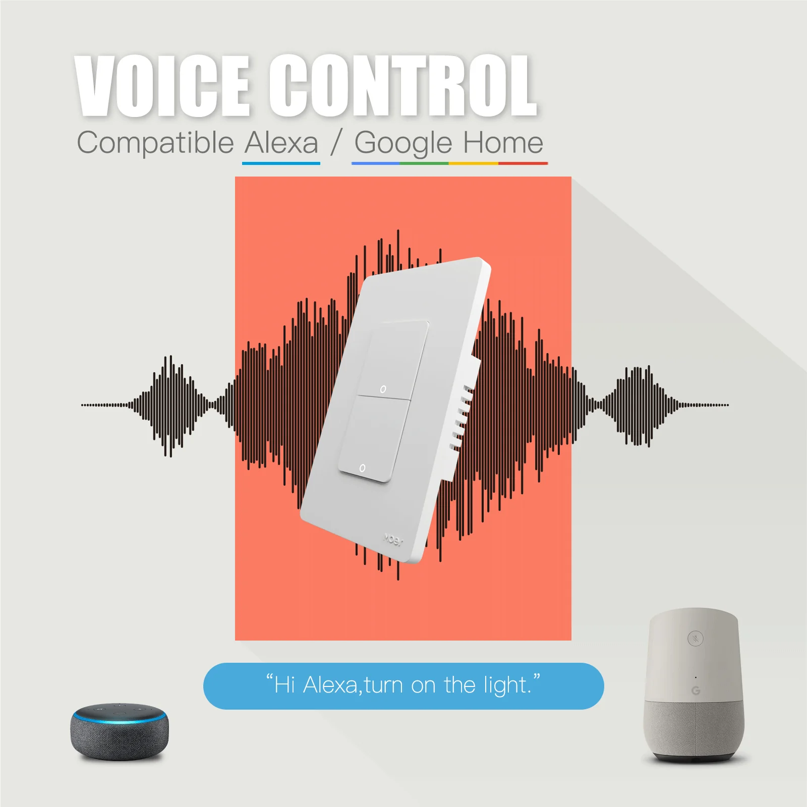 WiFi 1/2/3/4 Gang Smart Light Switch, Alexa Google APP Remote Light Switching 4