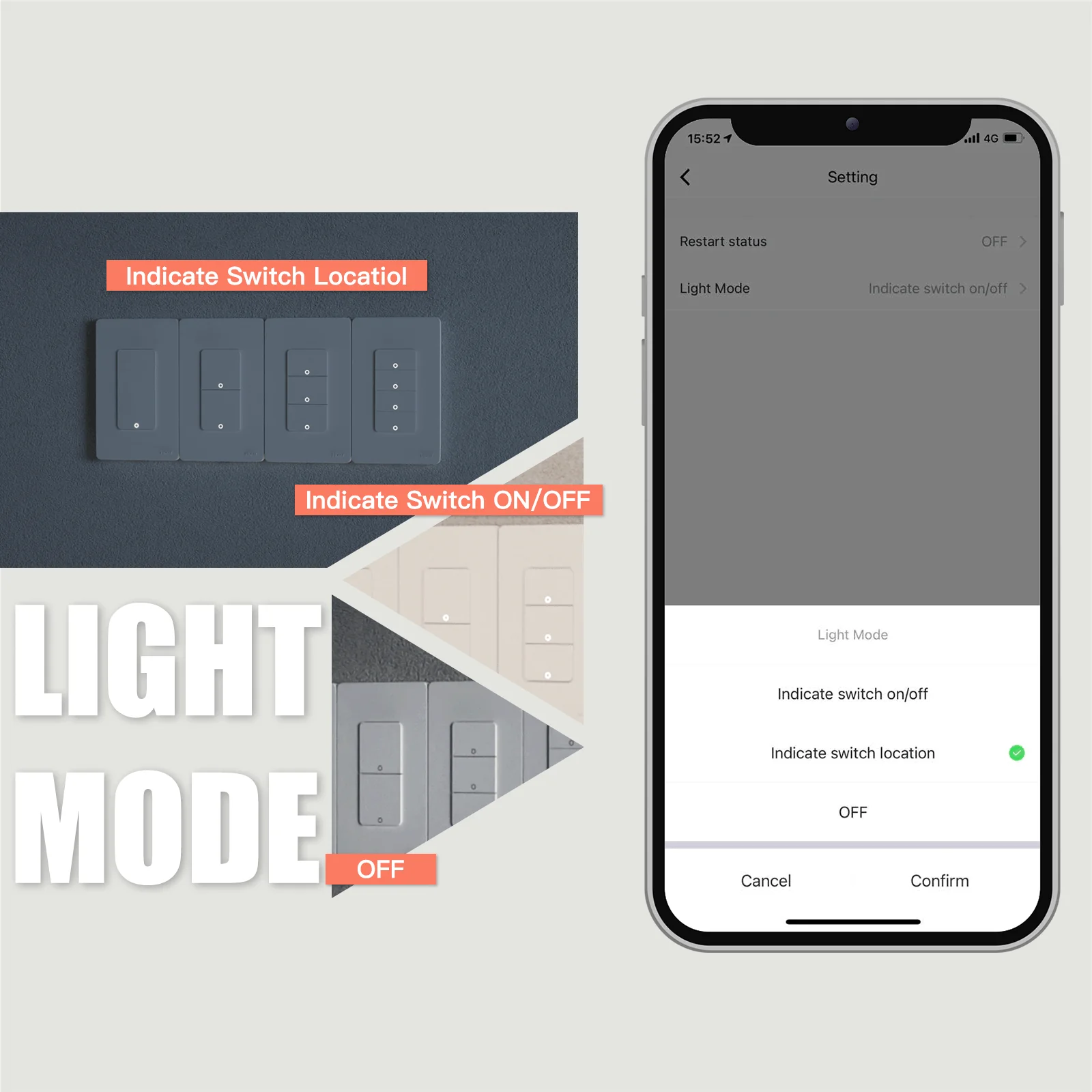 WiFi 1/2/3/4 Gang Smart Light Switch, Alexa Google APP Remote Light Switching 5