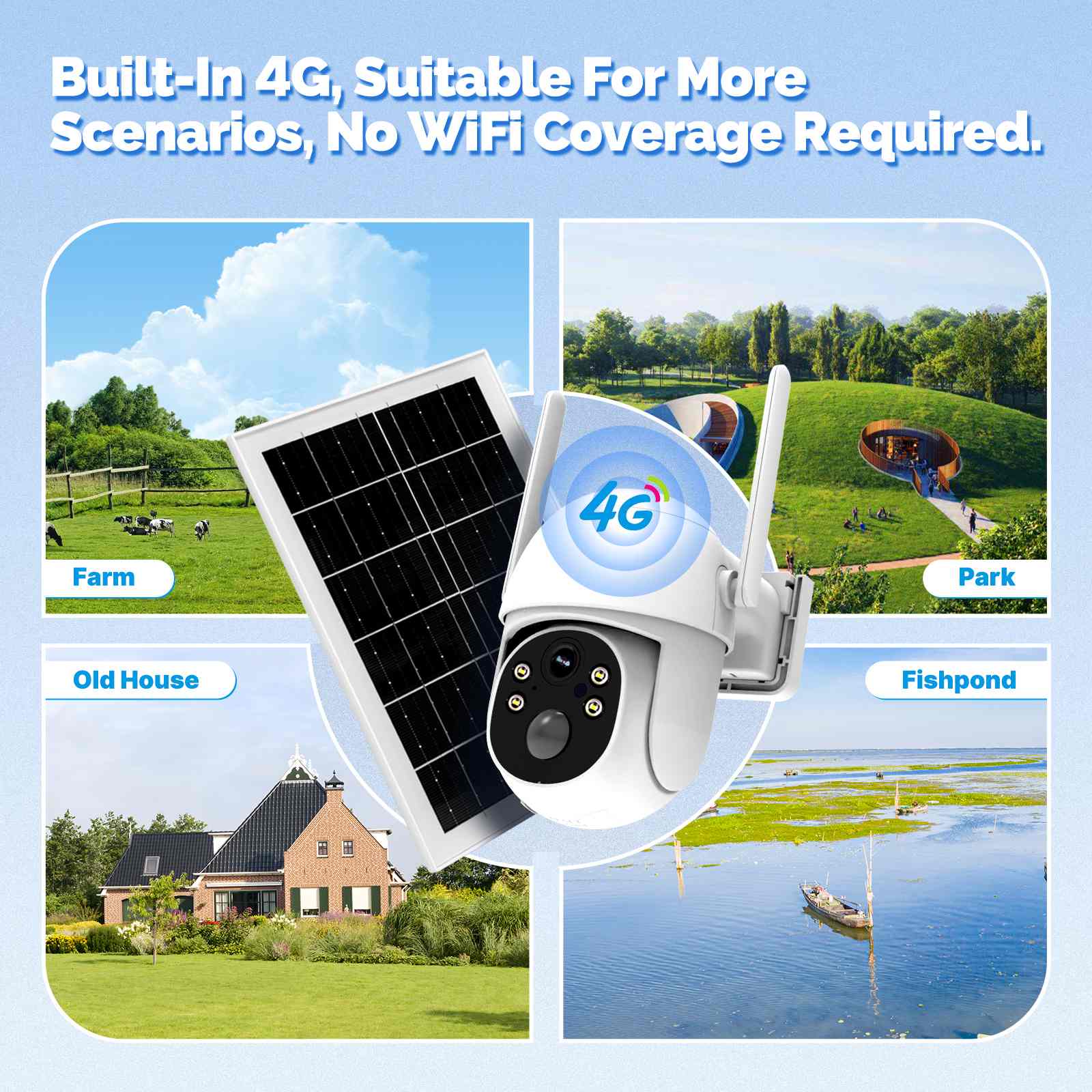 MOES 4G Solar Outdoor Security Camera,Lifetime Free Unlimited Data,360°PTZ,No SIM Required(US Version) 2