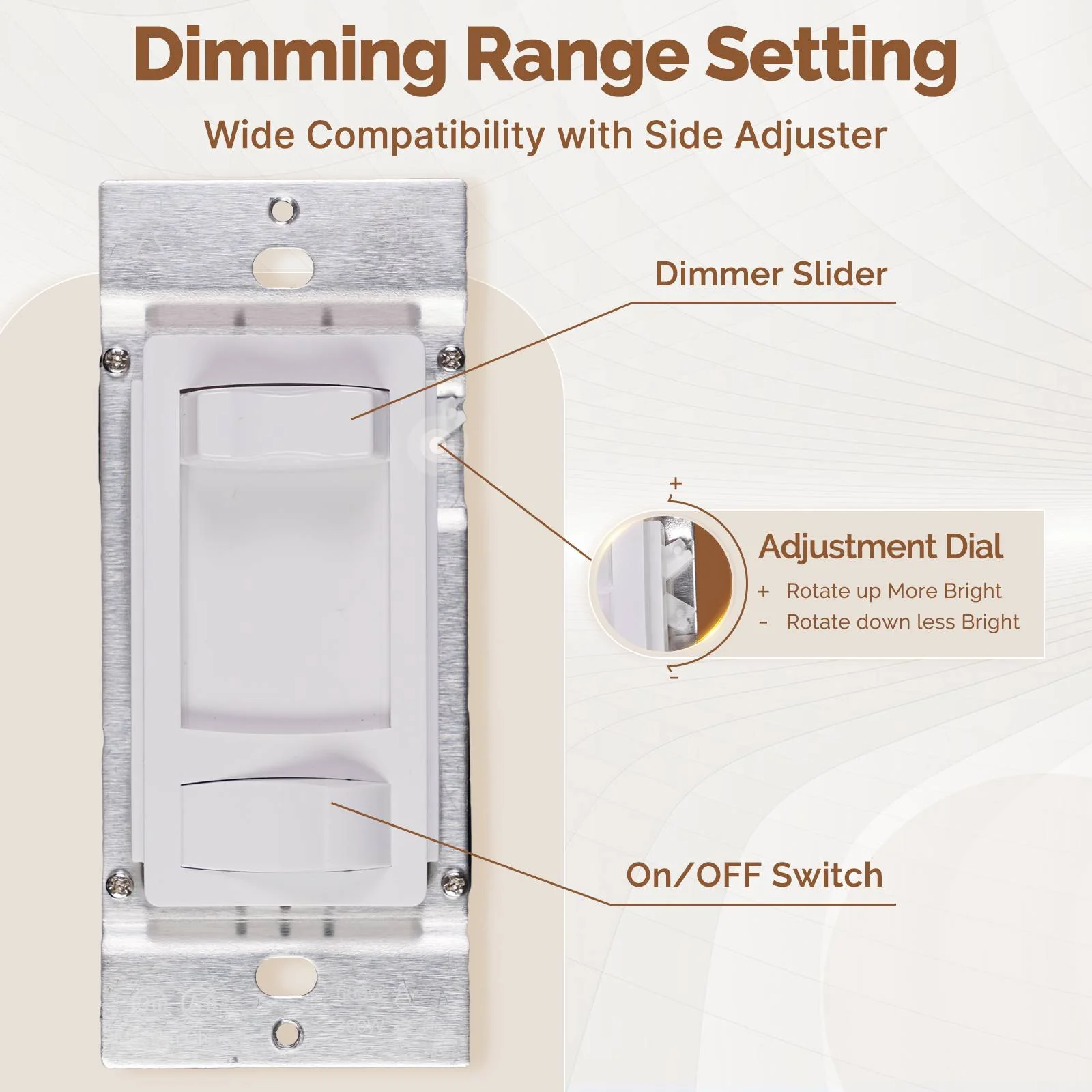 MOES Dimmer Light Switch Single Pole/3-Way for LED/Incandescent/CFL 4