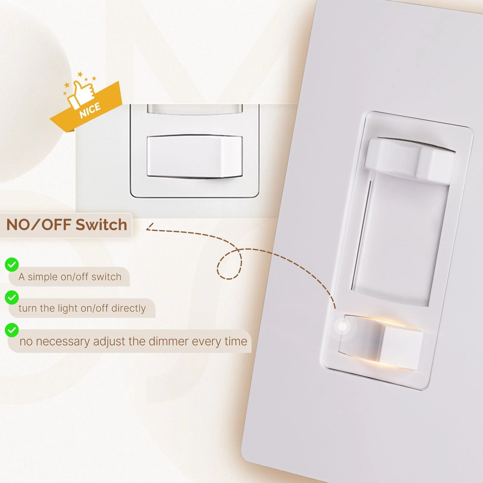 MOES Dimmer Light Switch Single Pole/3-Way for LED/Incandescent/CFL 5