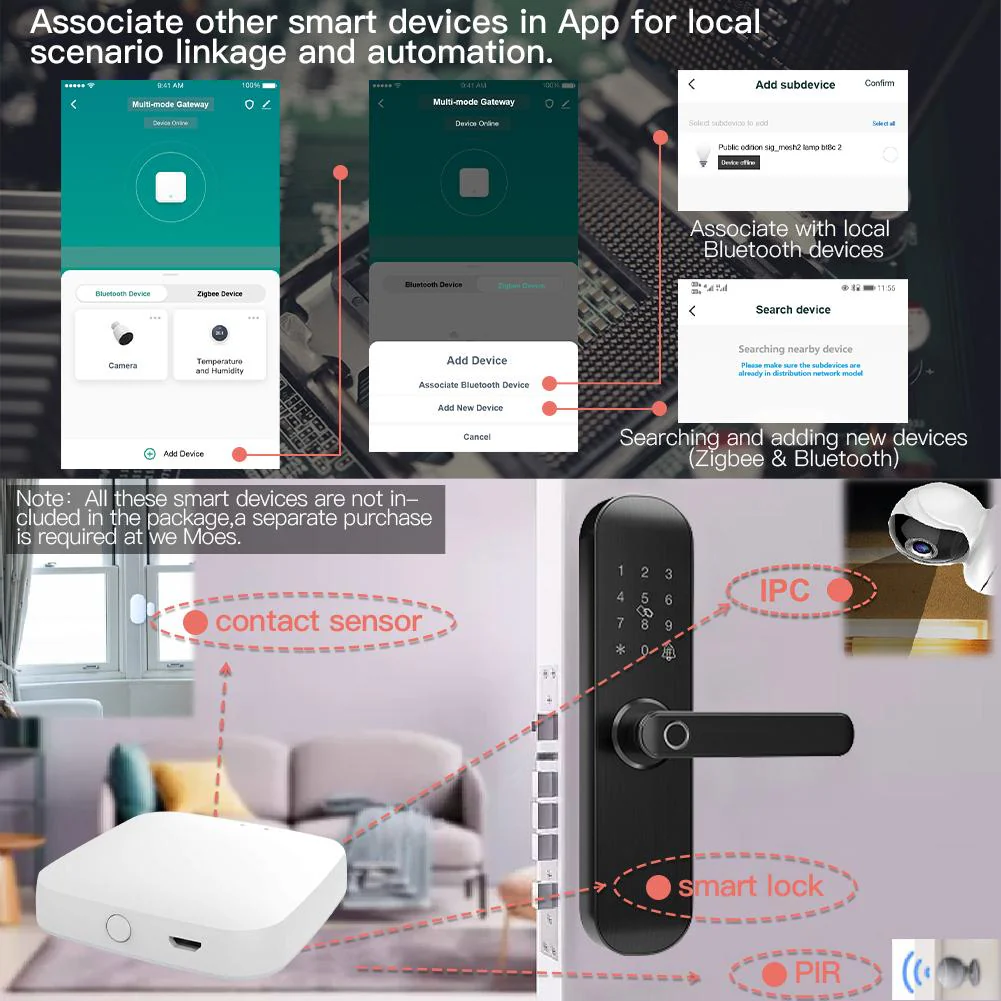 New 2nd Generation Multi-Mode Smart Home Gateway ZigBee WiFi BLE Mesh Hub 4