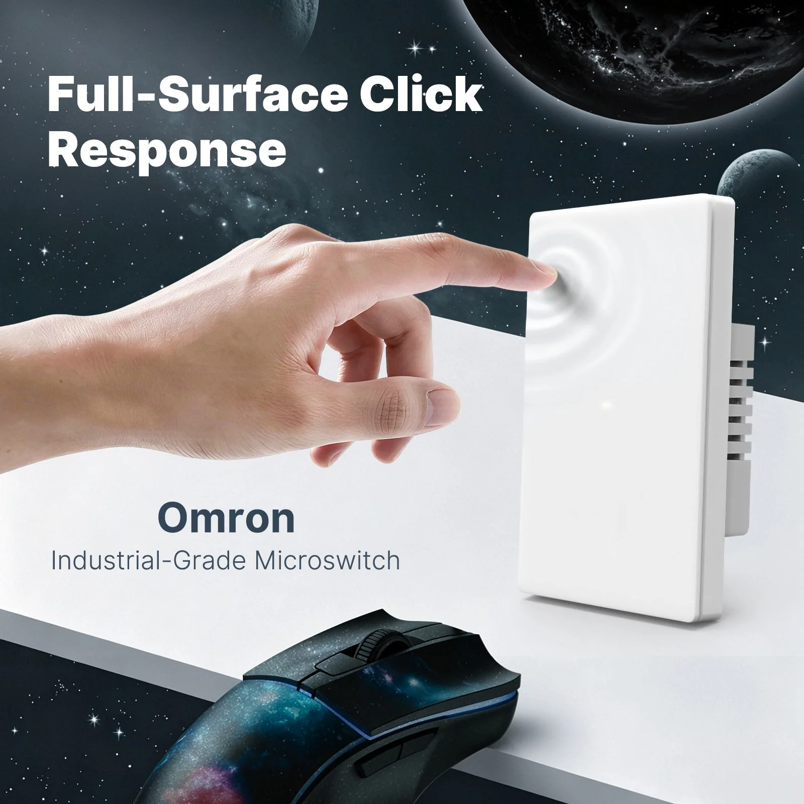 MOES Matter WiFi Smart Switch, Star Grand Series Full-Touch 10A 2200W Power Load, Neutral Required US Standard 2