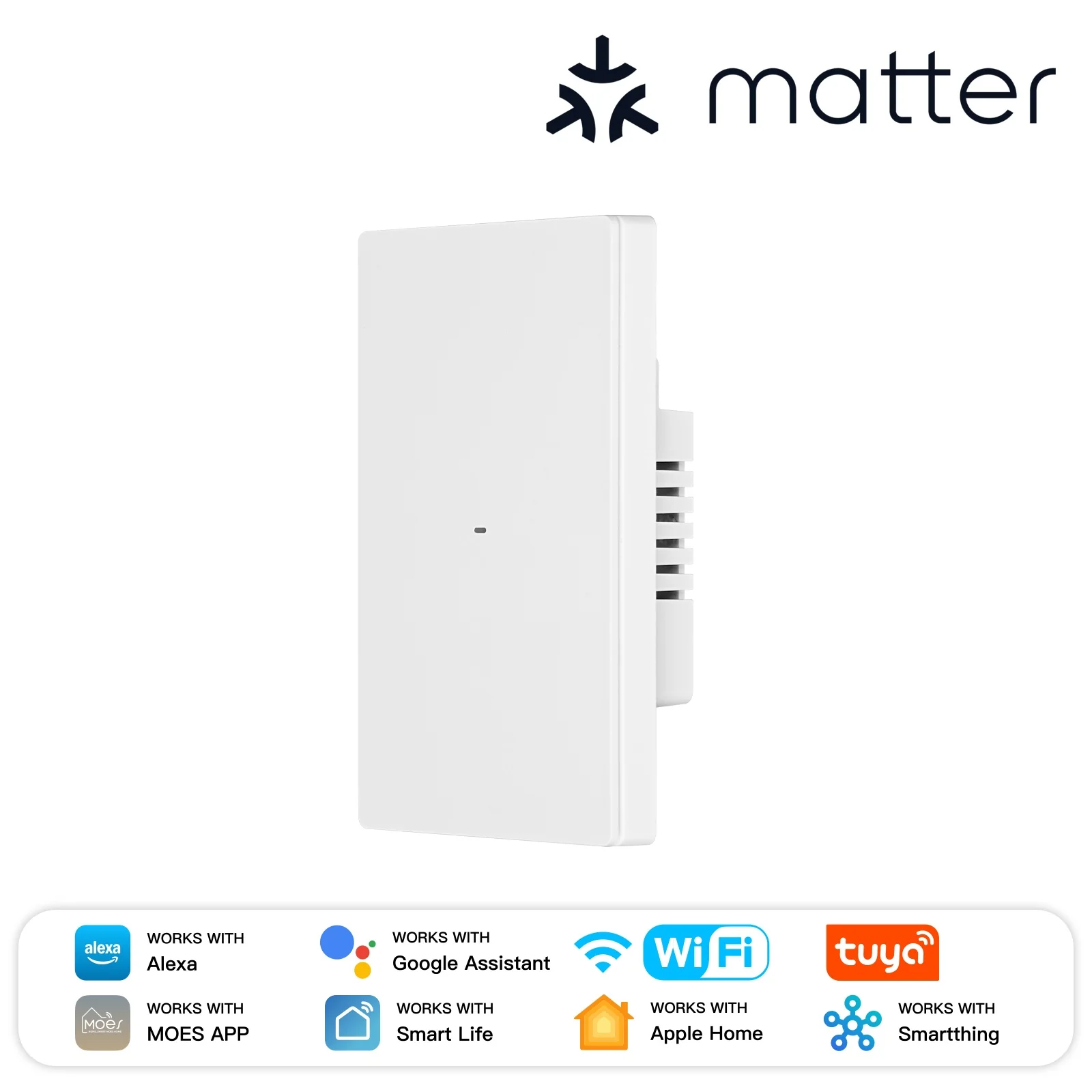 MOES Matter WiFi Smart Switch, Star Grand Series Full-Touch 10A 2200W Power Load, Neutral Required US Standard 6