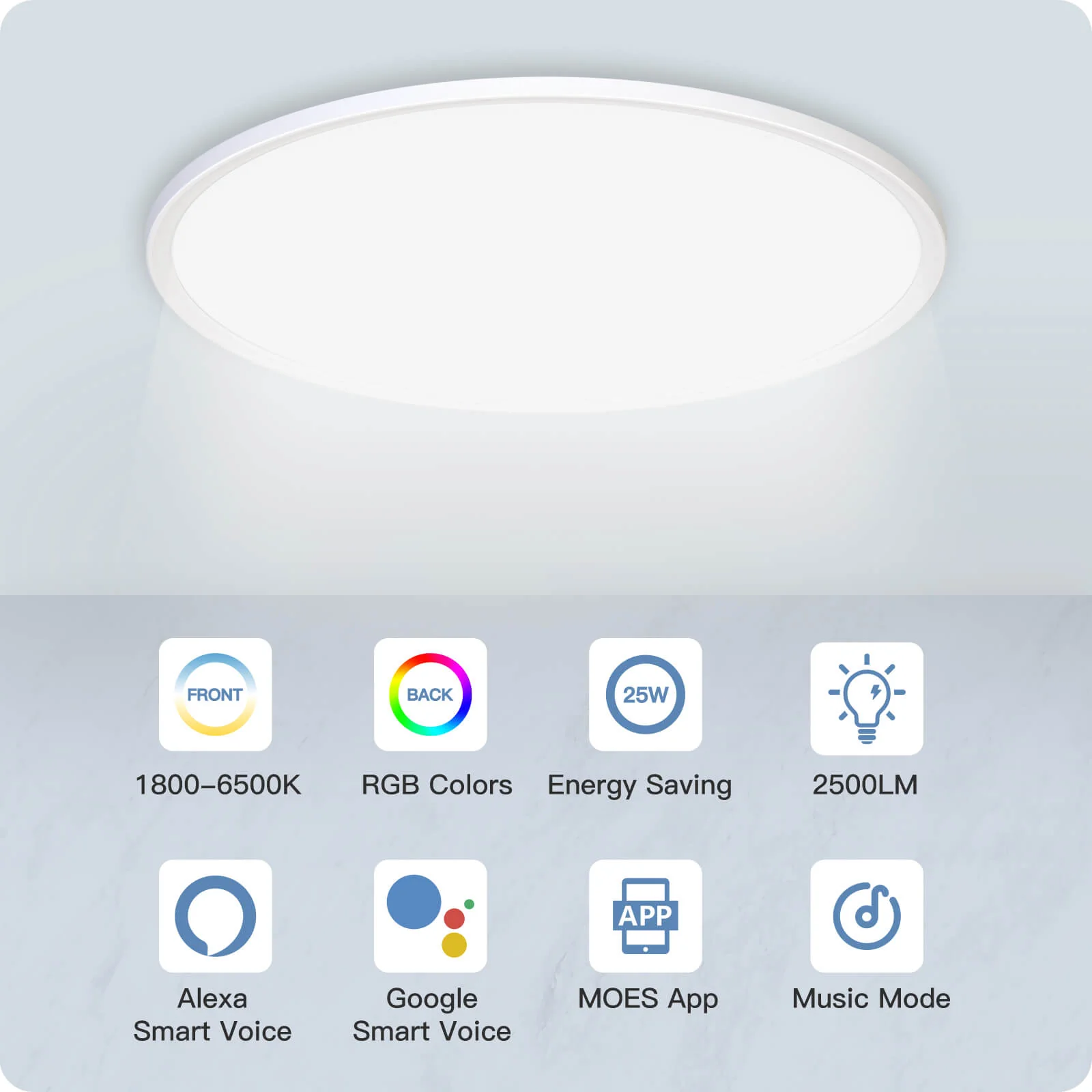 MOES Smart WIFI Ceiling Light Ultrathin Energy-saving RGB Dimmable Lighting LED Lamp 2