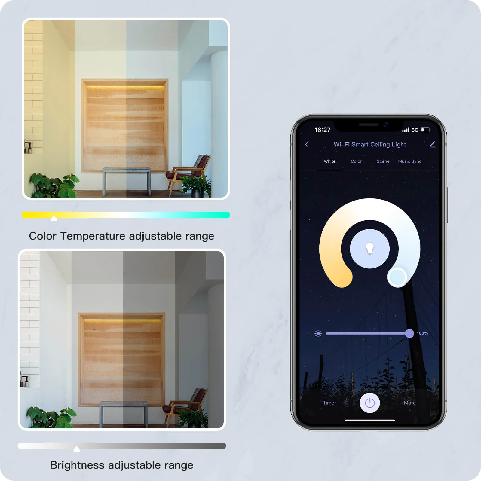 MOES Smart WIFI Ceiling Light Ultrathin Energy-saving RGB Dimmable Lighting LED Lamp 5