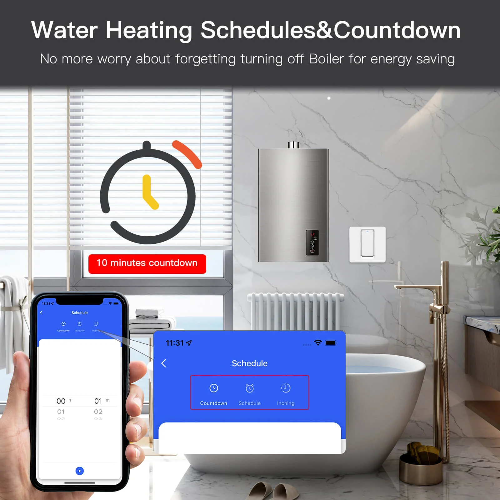 MOES Smart WiFi Water Heater Boiler Switch Wireless Control Timer for Heating Water 6