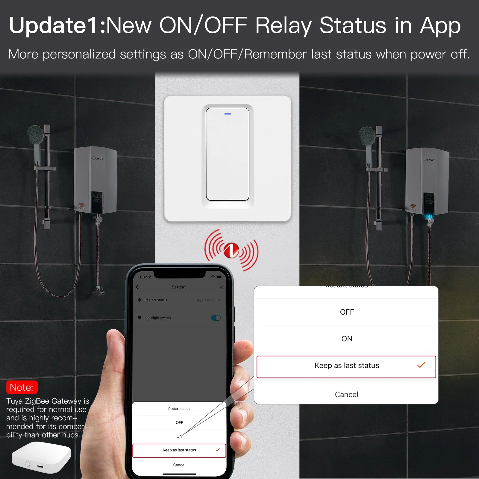 MOES Smart ZigBee Water Heater Boiler Switch Wireless Control Timer for Heating Water 20A EU 3