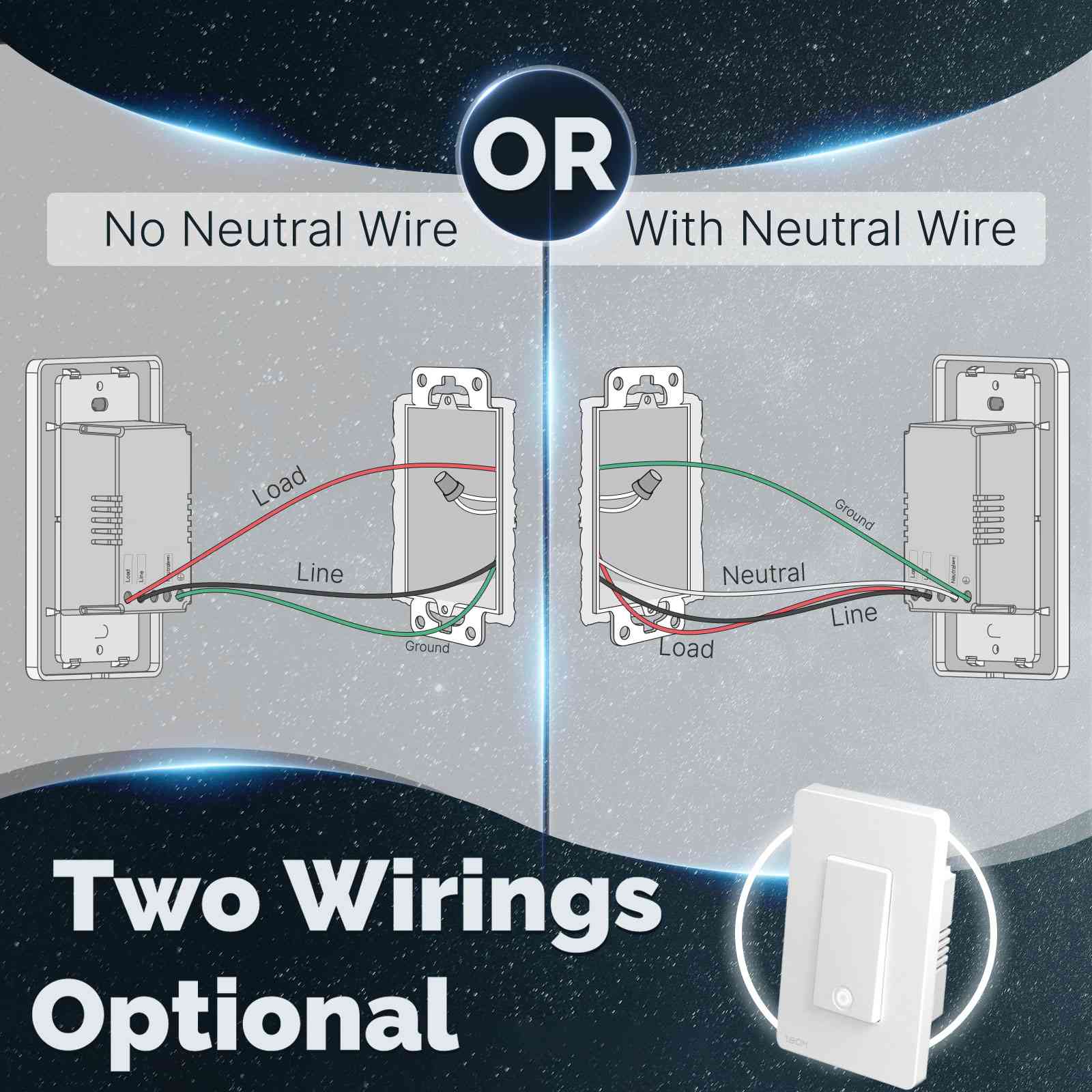 MOES Star Ring ZigBee Smart Light Switch Single Pole, No Neutral Required, No Capacitor 2