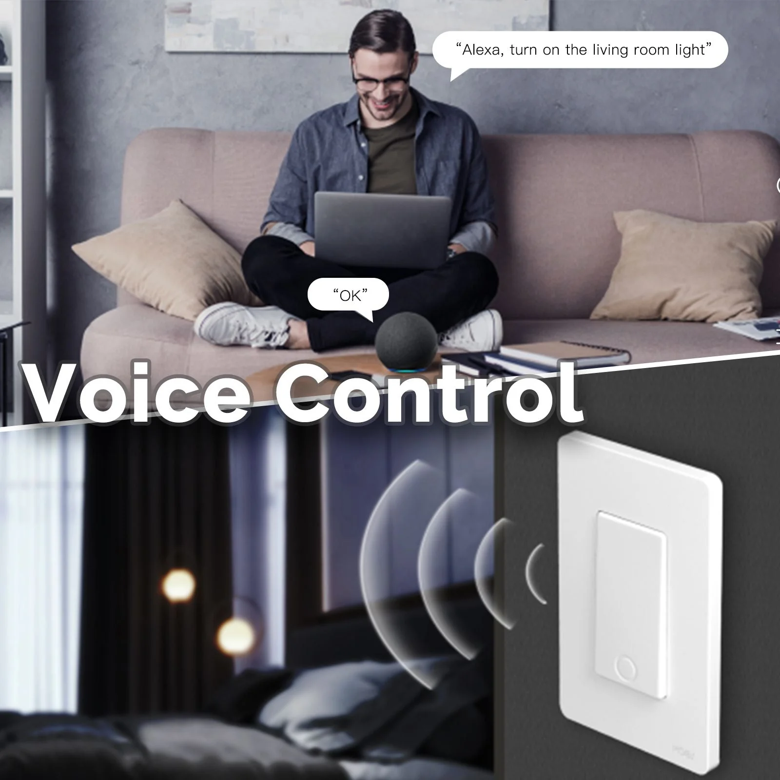 MOES Star Ring ZigBee Smart Light Switch Single Pole, No Neutral Required, No Capacitor 6