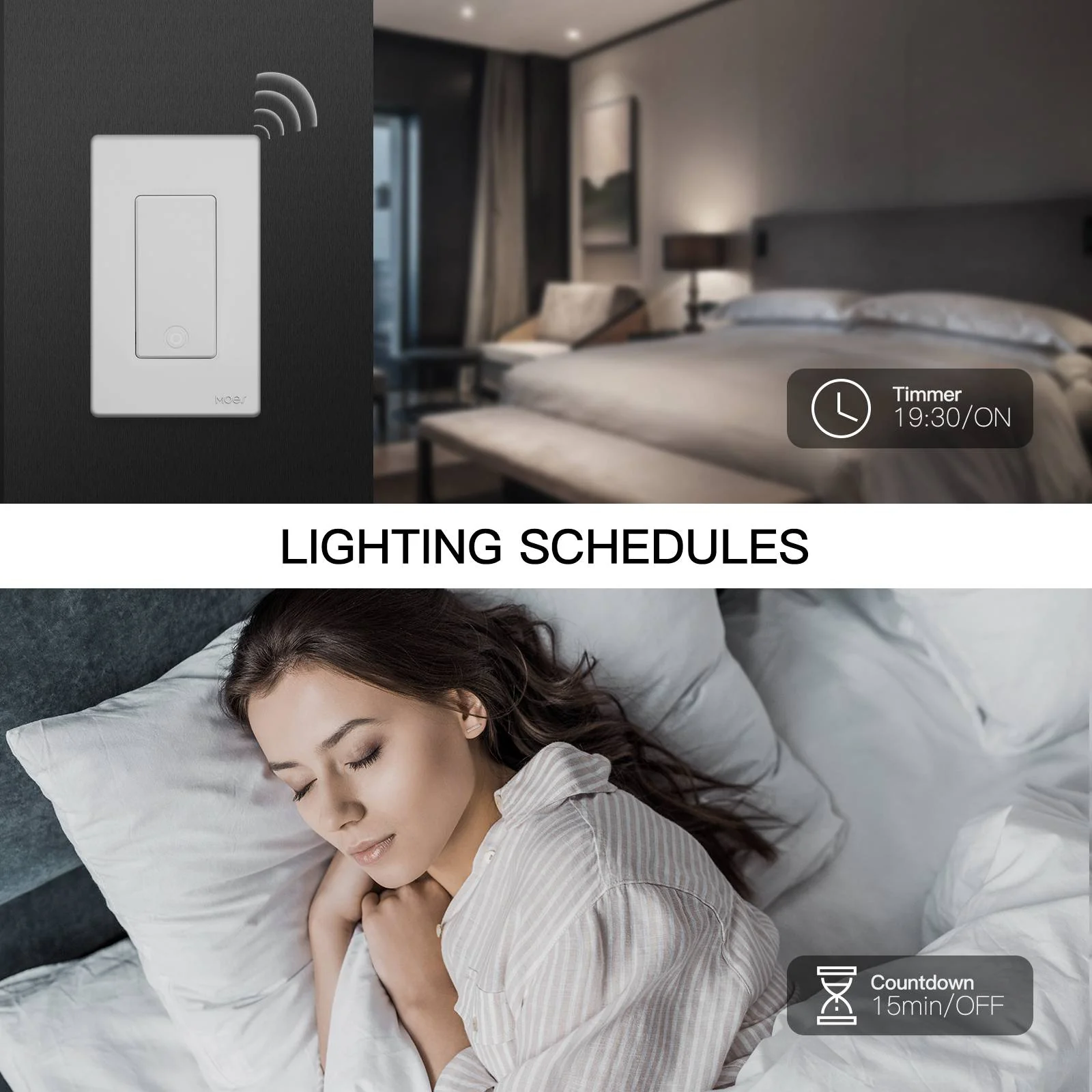 MOES Star Ring ZigBee Smart Light Switch Single Pole, No Neutral Required, No Capacitor 7