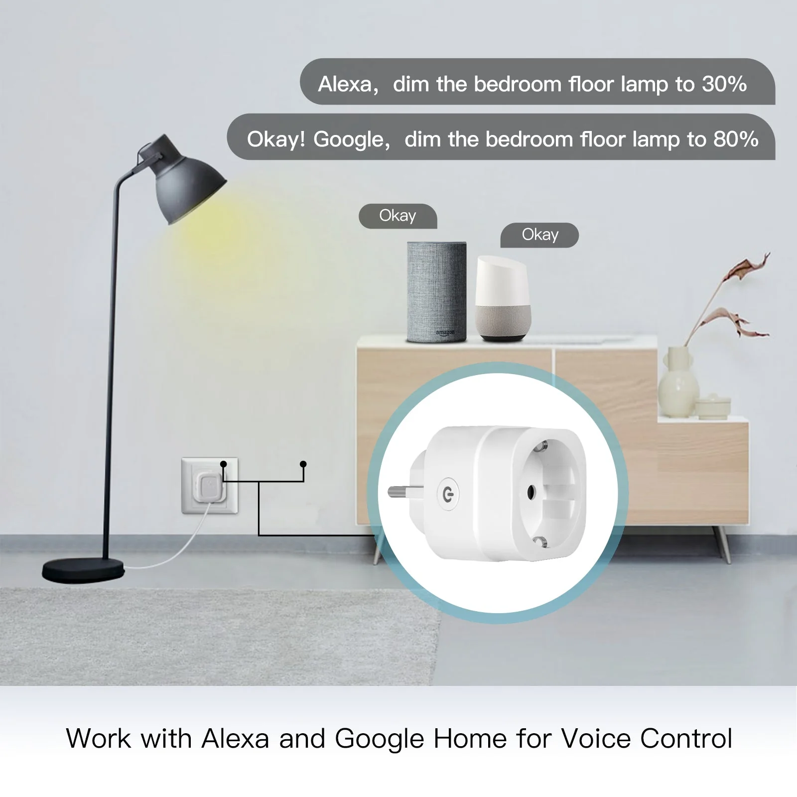 MOES WiFi Smart Power Dimmer Plug Brightness Adjust Timer Socket EU 3