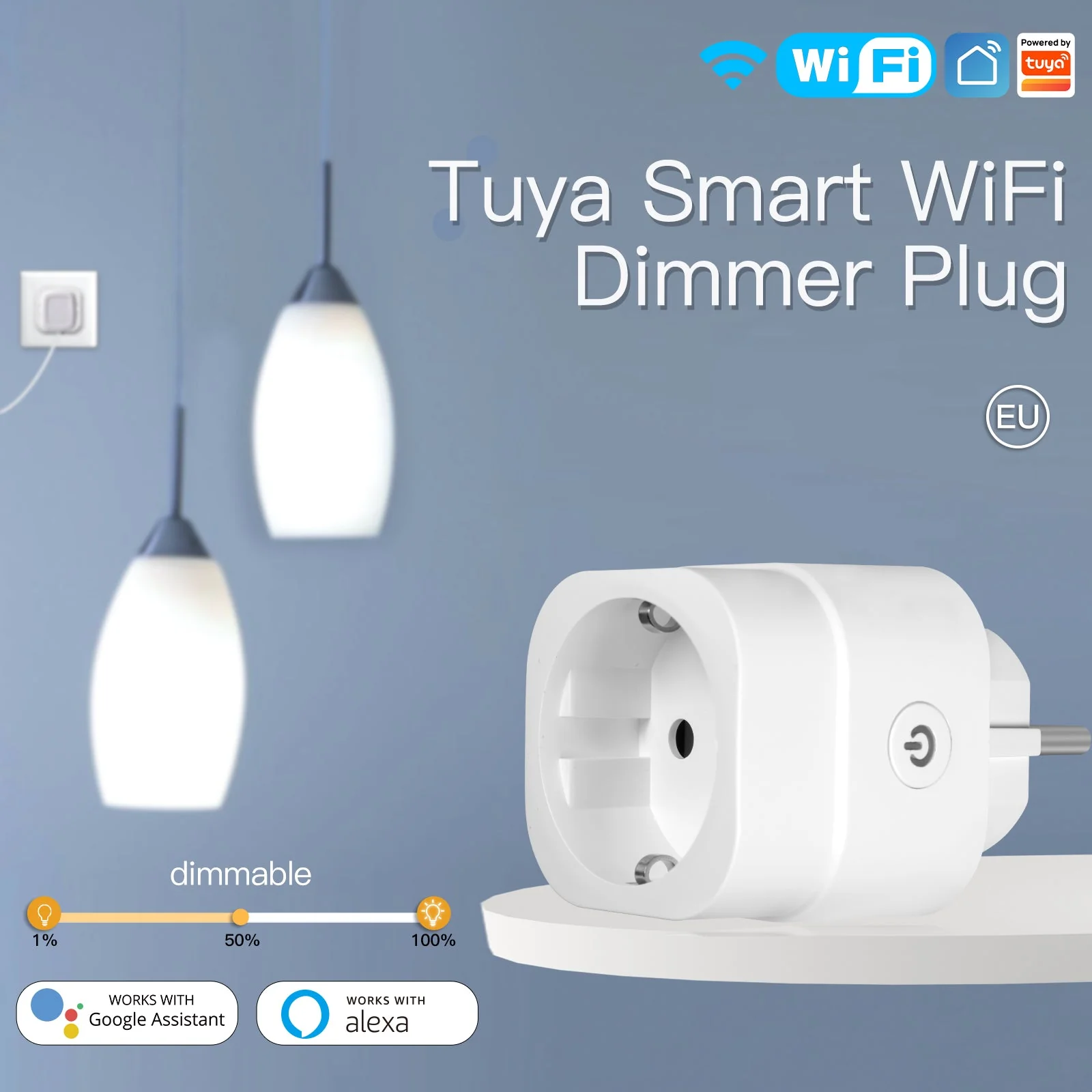 MOES WiFi Smart Power Dimmer Plug Brightness Adjust Timer Socket EU 5
