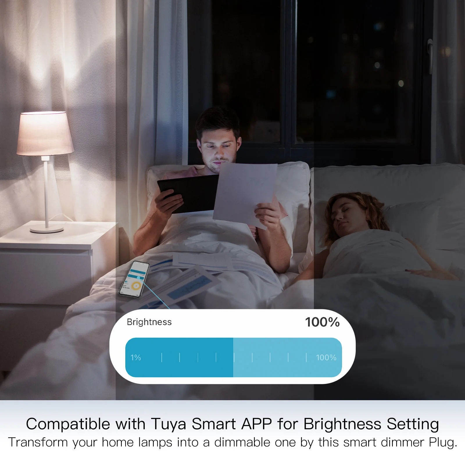 MOES WiFi Smart Power Dimmer Plug Brightness Adjust Timer Socket UK Standard 5