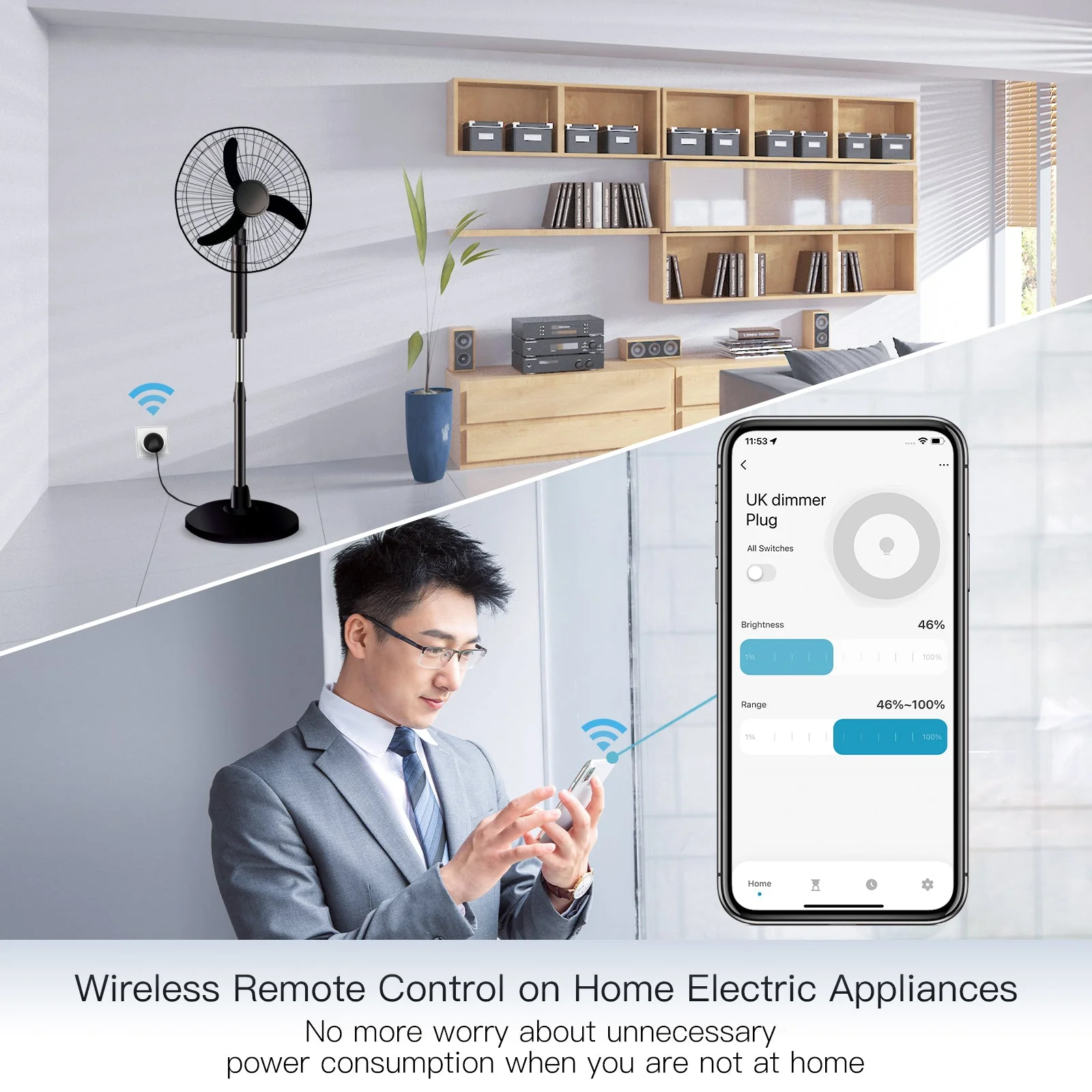 MOES WiFi Smart Power Dimmer Plug Brightness Adjust Timer Socket UK Standard 6