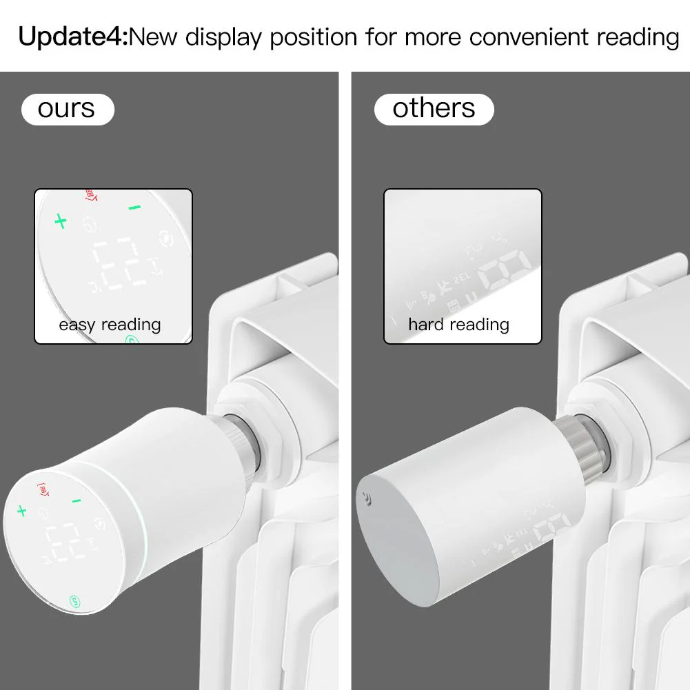MOES ZigBee Smart Radiator Valves Tuya Save Energy Black White TRV BRT 100 Mini Soft Touching Thermostatic Valve 7
