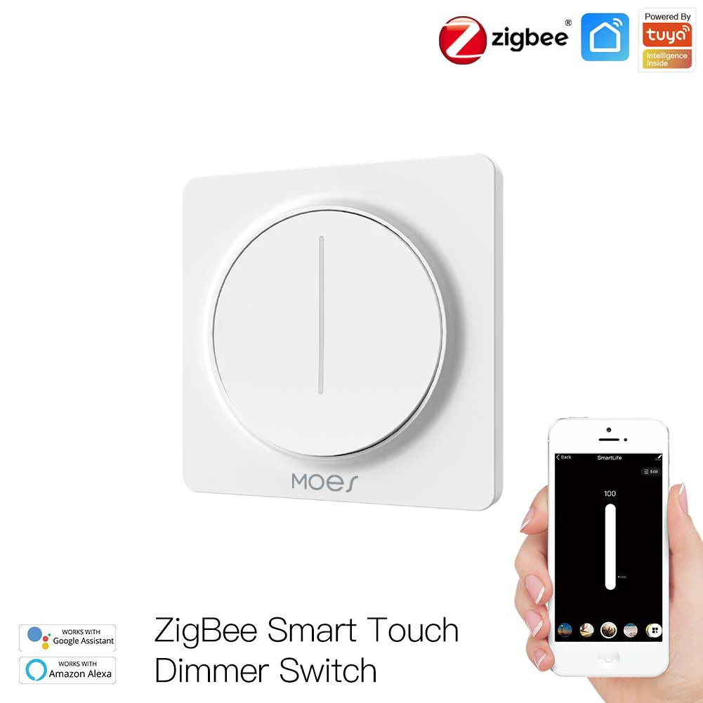 ZigBee Smart Light Dimmer Touch Switch Single Pole Neutral Wire Required EU