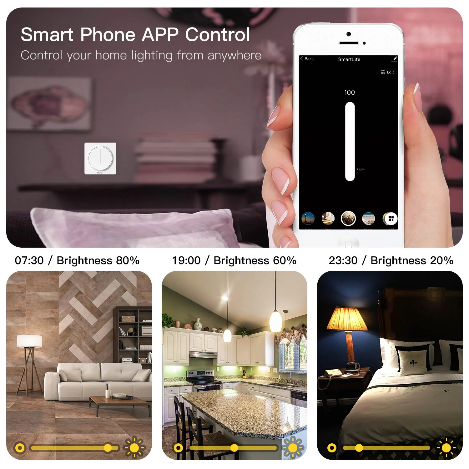 ZigBee Smart Light Dimmer Touch Switch Single Pole Neutral Wire Required EU 5