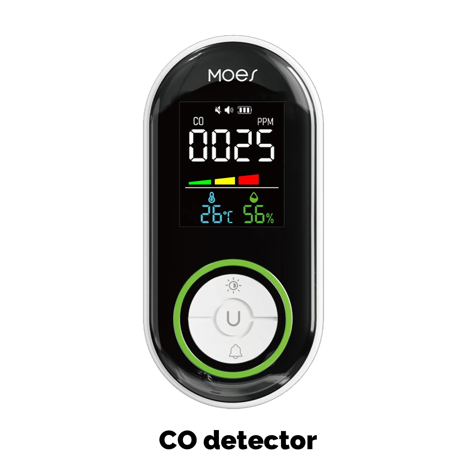 2nd Gen Plug-in Carbon Monoxide Detector with LED Display, Battery Backup 3-in-1 CO Sensor Temperature & Humidity(Non-Smart)