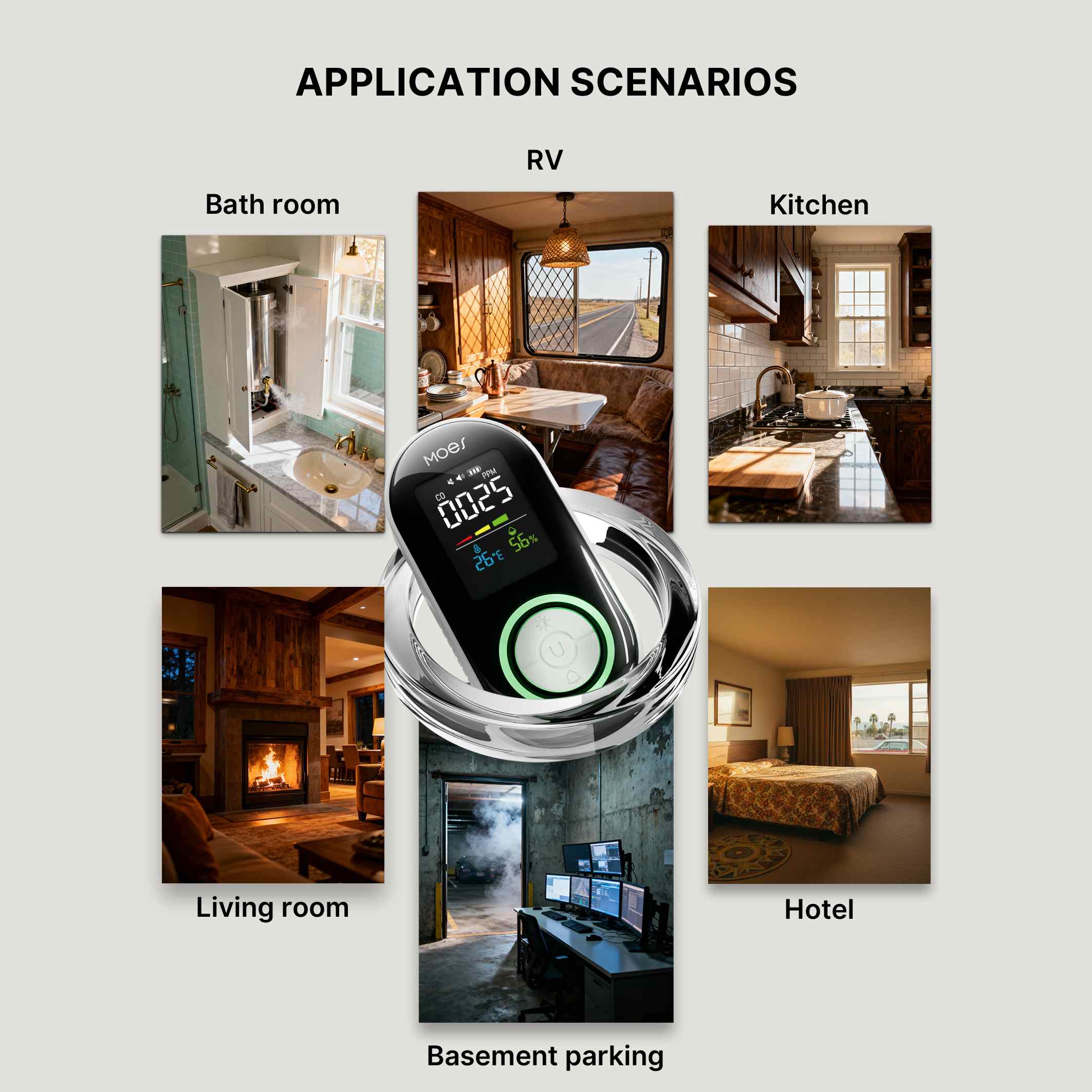 2nd Gen Plug-in Carbon Monoxide Detector with LED Display, Battery Backup 3-in-1 CO Sensor Temperature & Humidity(Non-Smart) 5