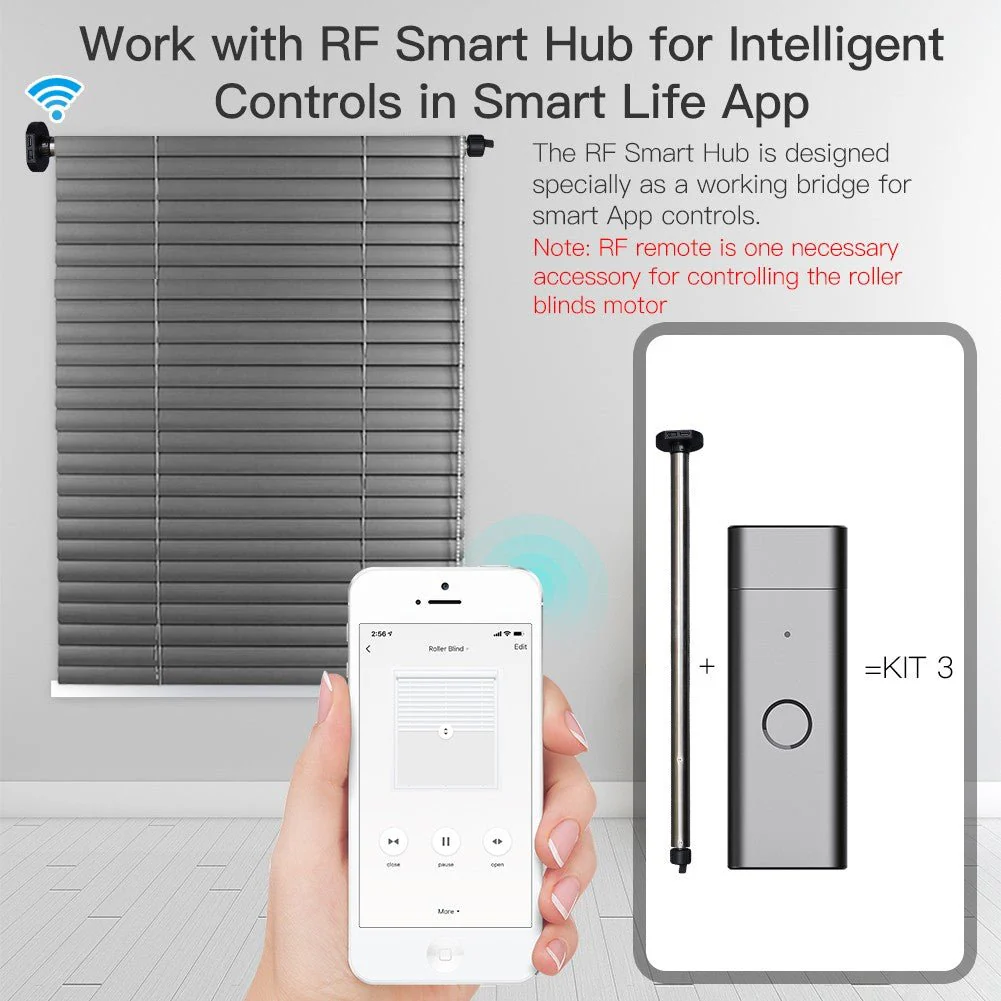 Rechargeable Tubular Roller Blind Motor RF433 Remote Control 3