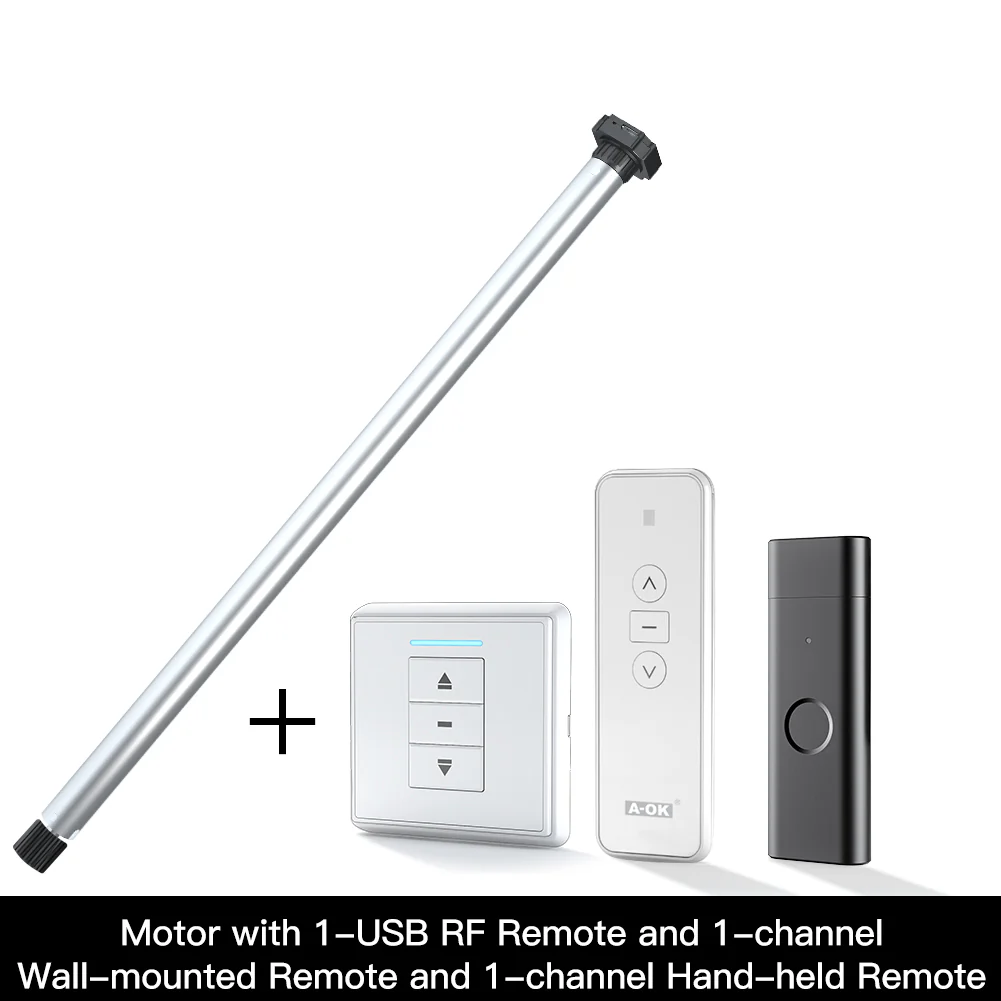 Rechargeable Tubular Roller Blind Motor RF433 Remote Control 12