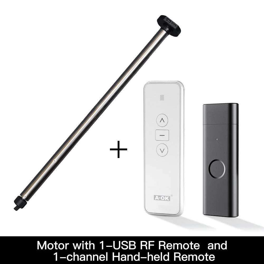 Rechargeable Tubular Roller Blind Motor RF433 Remote Control 24