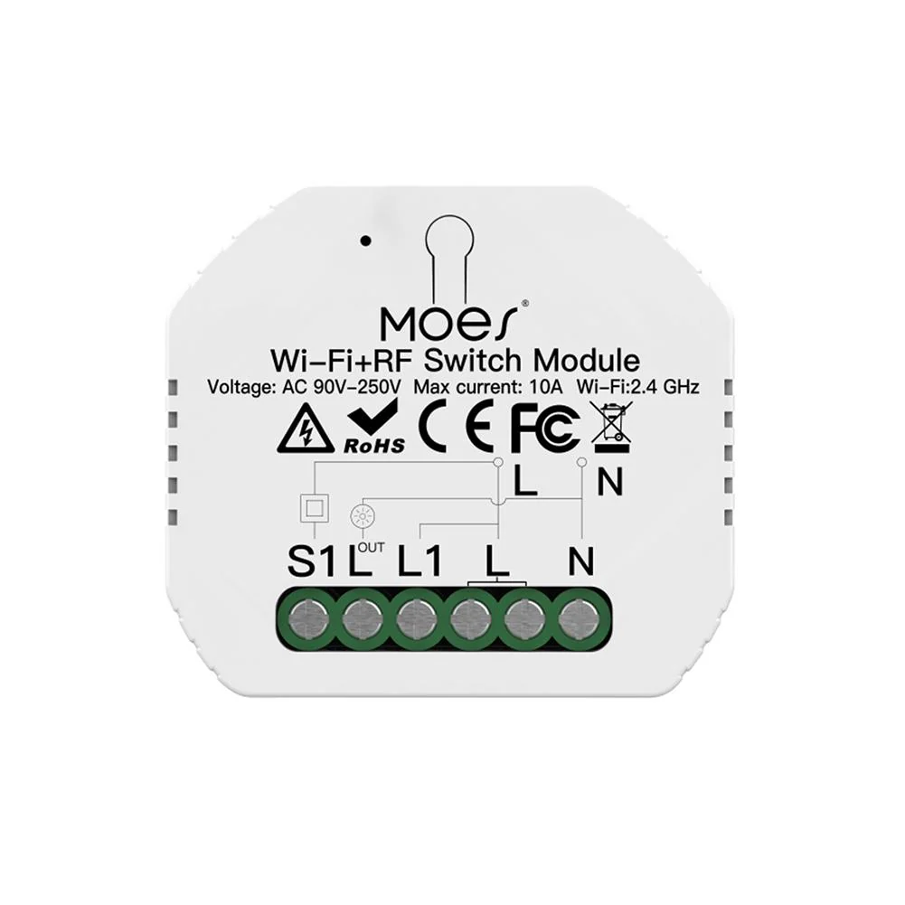 Mini DIY WiFi Relay Module, RF433 Smart Light Switch Module, 1/2 Gang Reset 7
