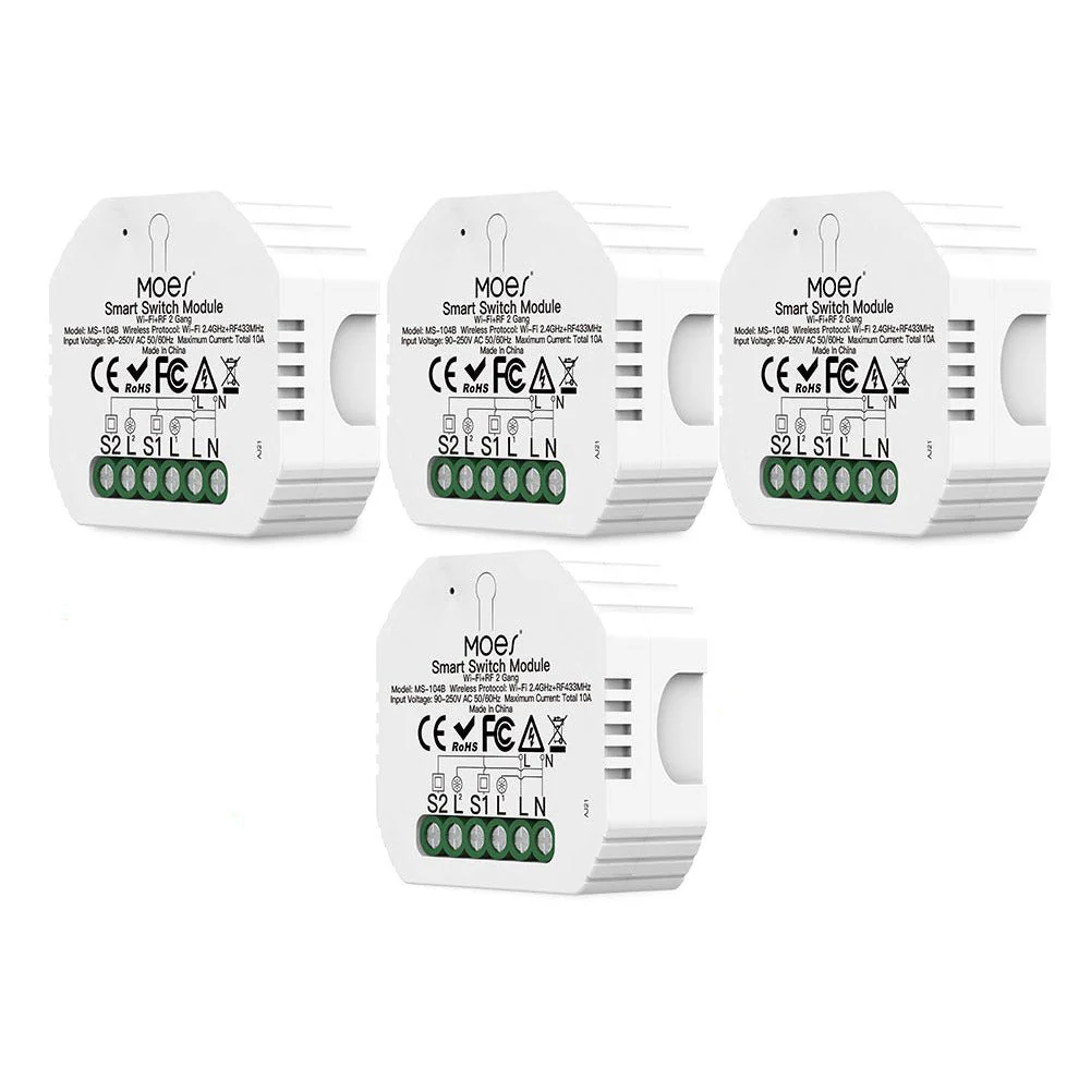 Mini DIY WiFi Relay Module, RF433 Smart Light Switch Module, 1/2 Gang Reset 10