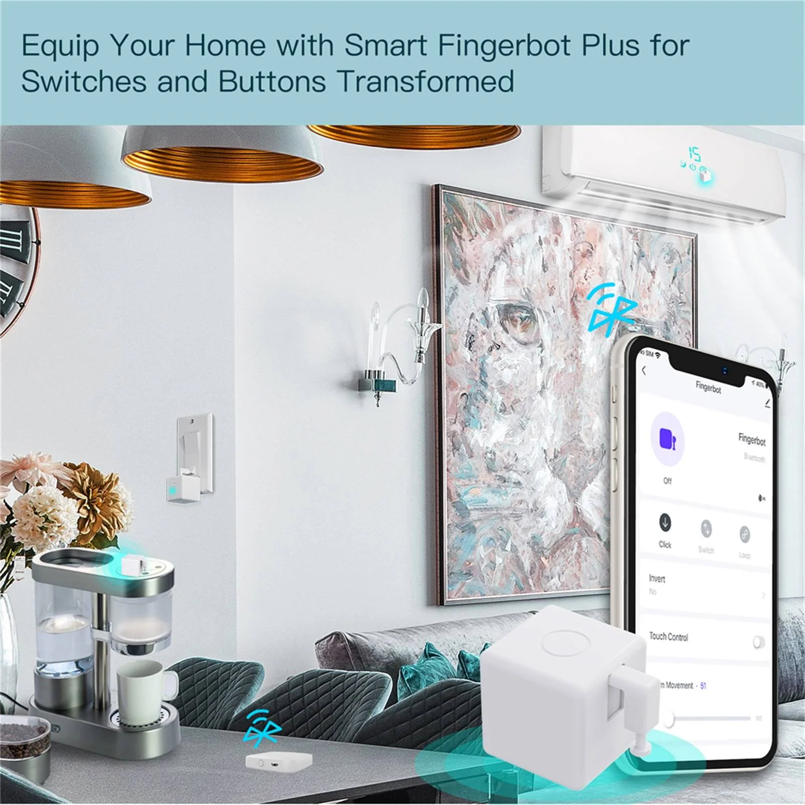 MOES Smart Fingerbot Plus, Wireless Touch Button Switch Bot ON/OFF 3