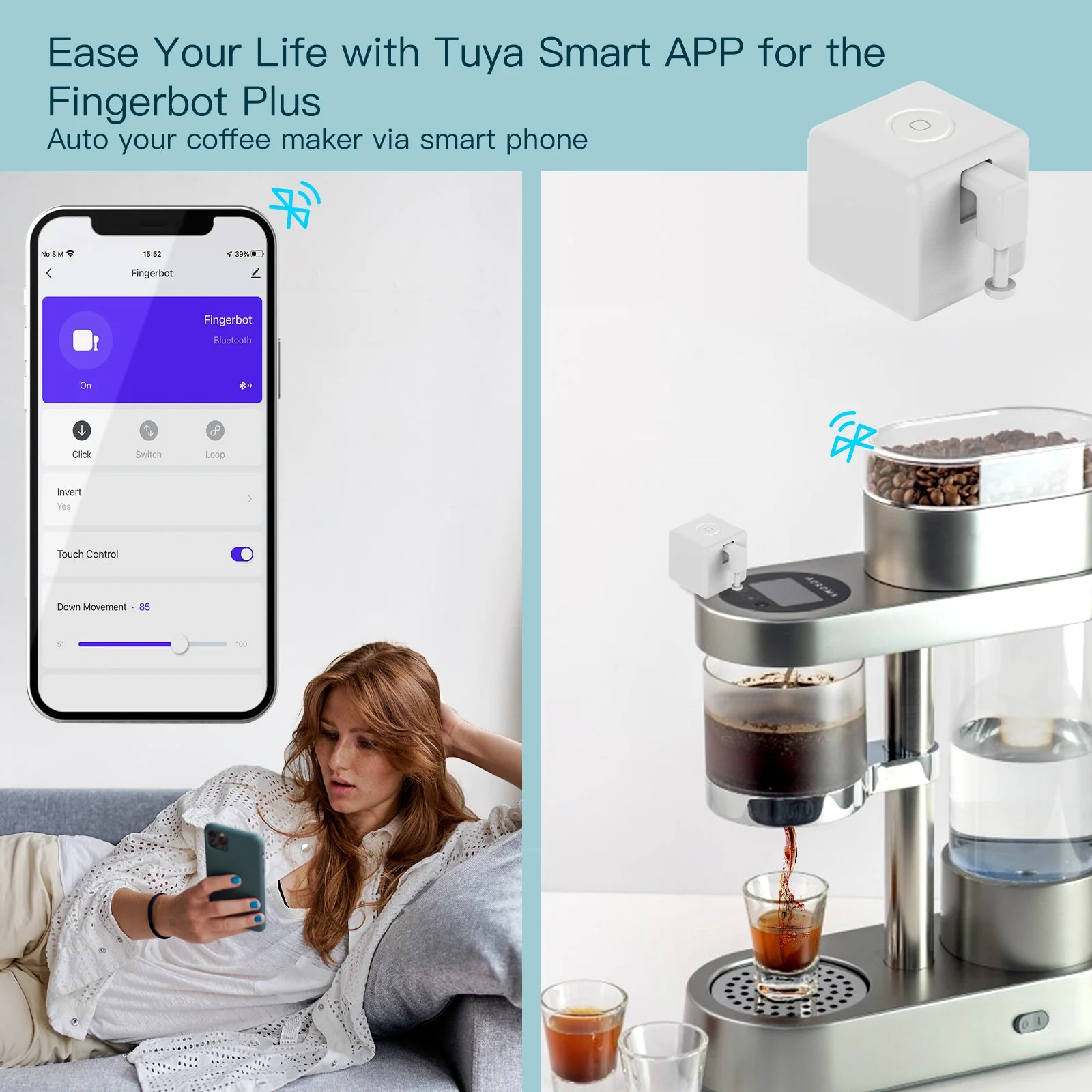 MOES Smart Fingerbot Plus, Wireless Touch Button Switch Bot ON/OFF 4