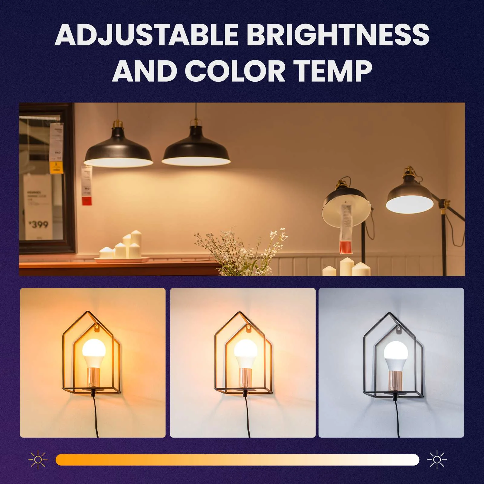 Smart Ble Led Bulb Dimmable Light 9W E27 Bulbs Color Adjustable Works With Alexa 3