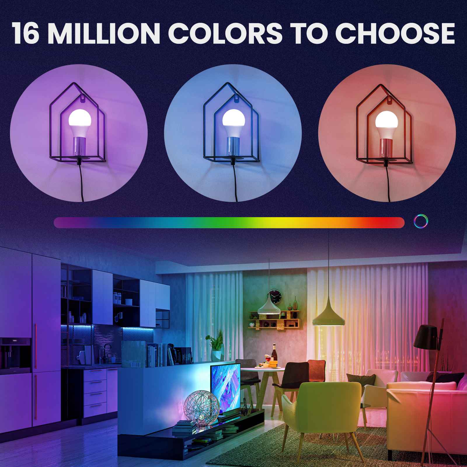 Smart Ble Led Bulb Dimmable Light 9W E27 Bulbs Color Adjustable Works With Alexa 4