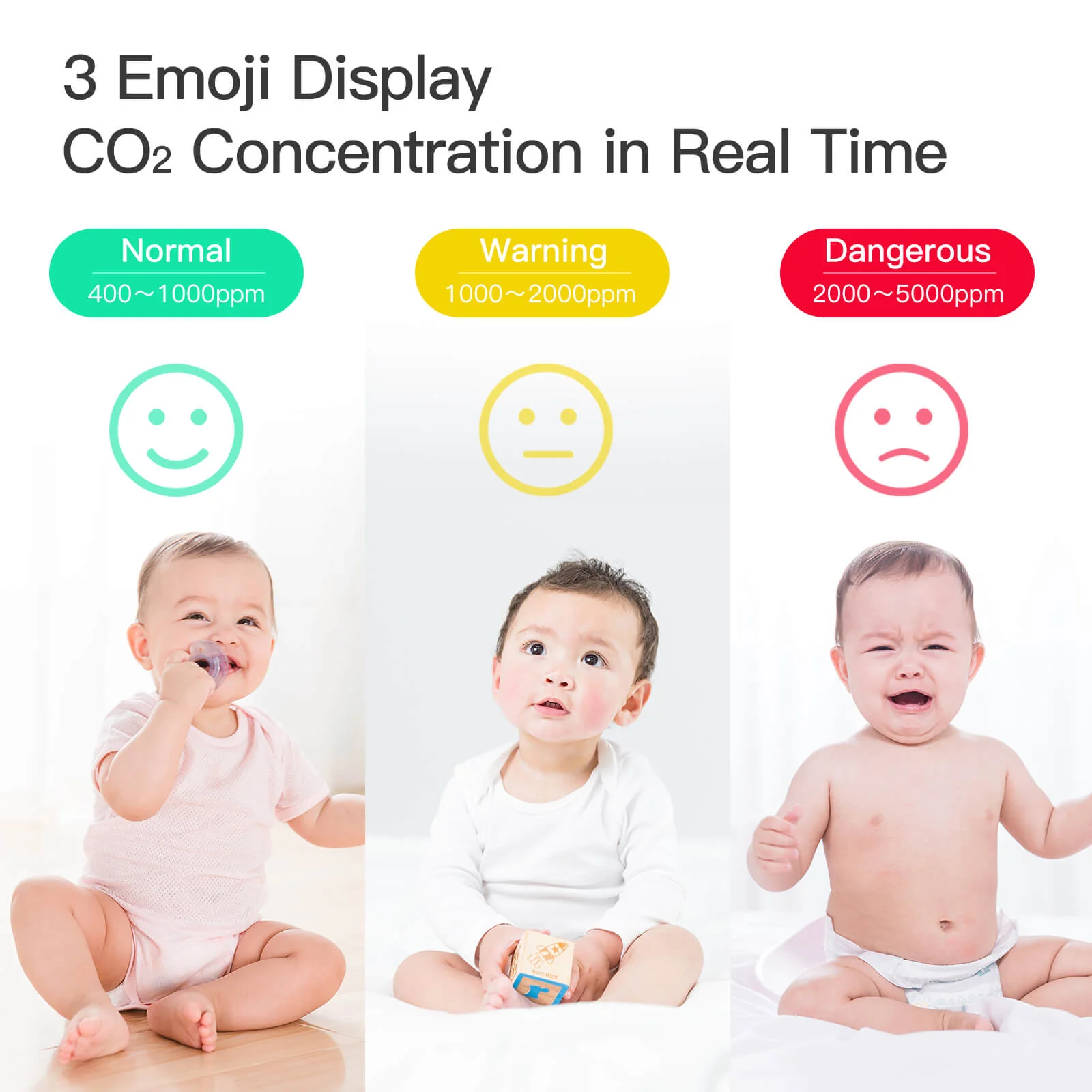 MOES BLE Smart Carbon Dioxide Tester Portable CO2 Temp Humi Air Quality Monitor 3