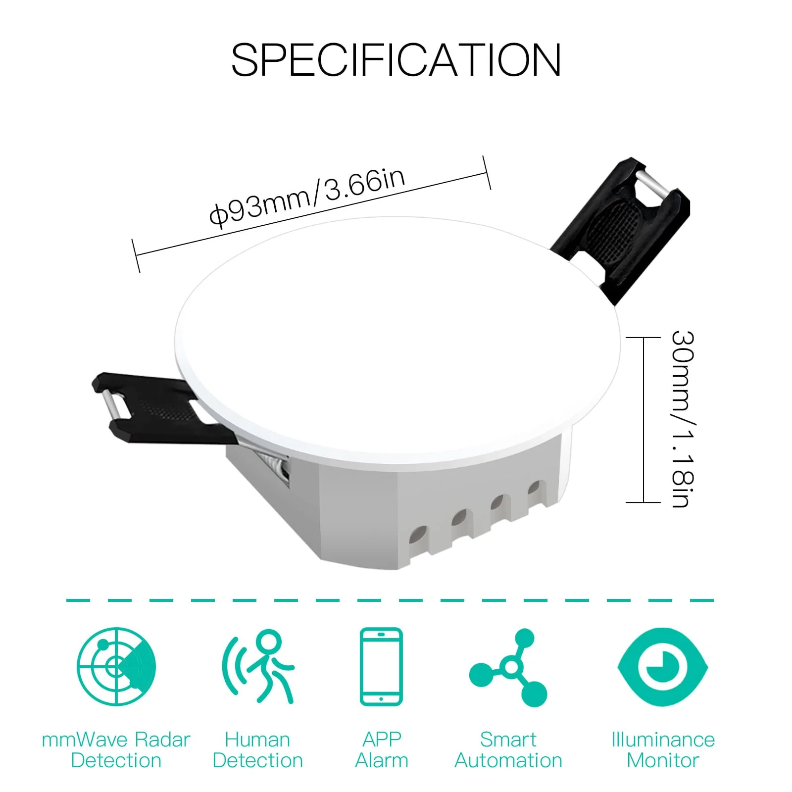 Zigbee/ Wifi Smart Human Presence Detector PIR mm Wave Radar Detection Sensor Ceiling Mount 6