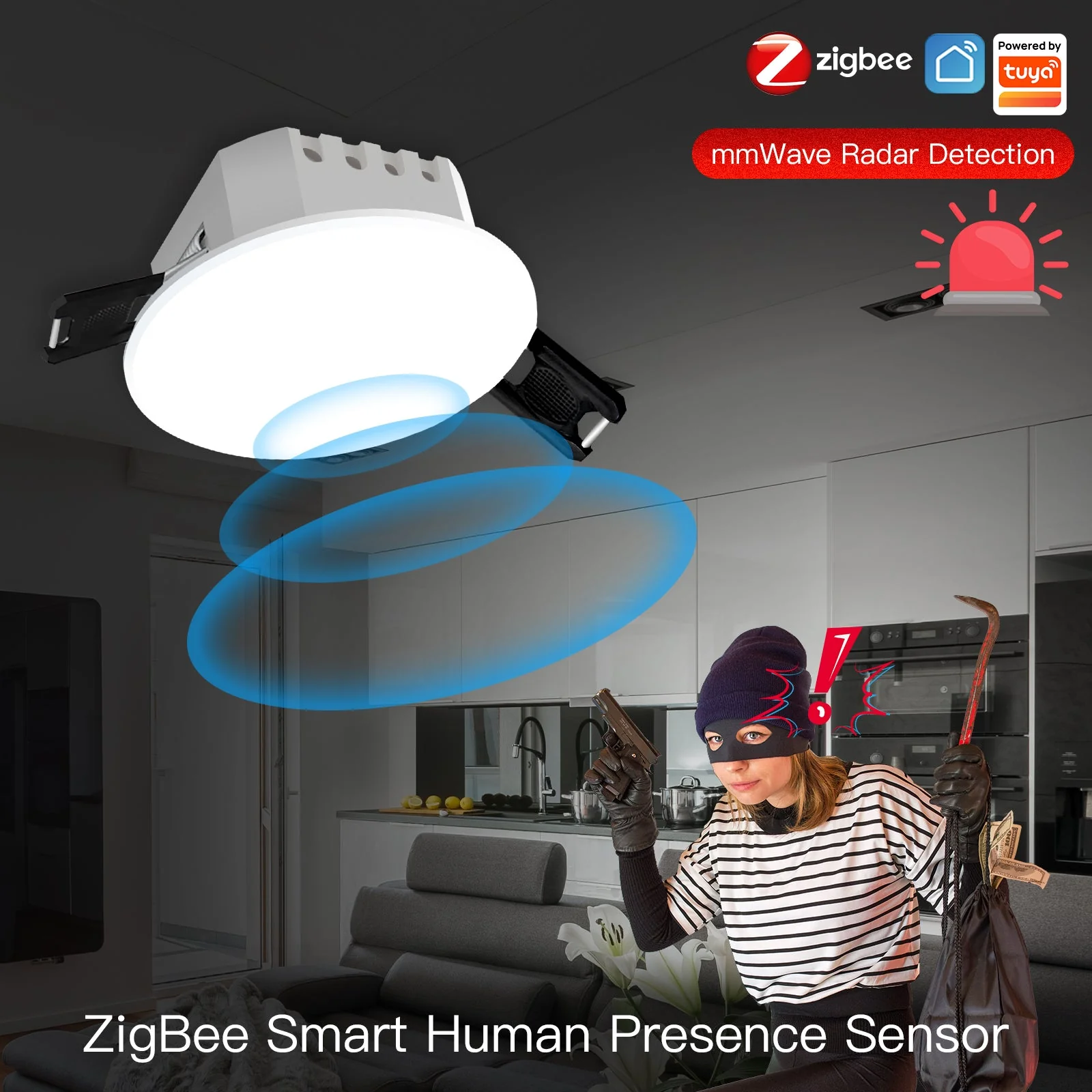 Zigbee/ Wifi Smart Human Presence Detector PIR mm Wave Radar Detection Sensor Ceiling Mount 7