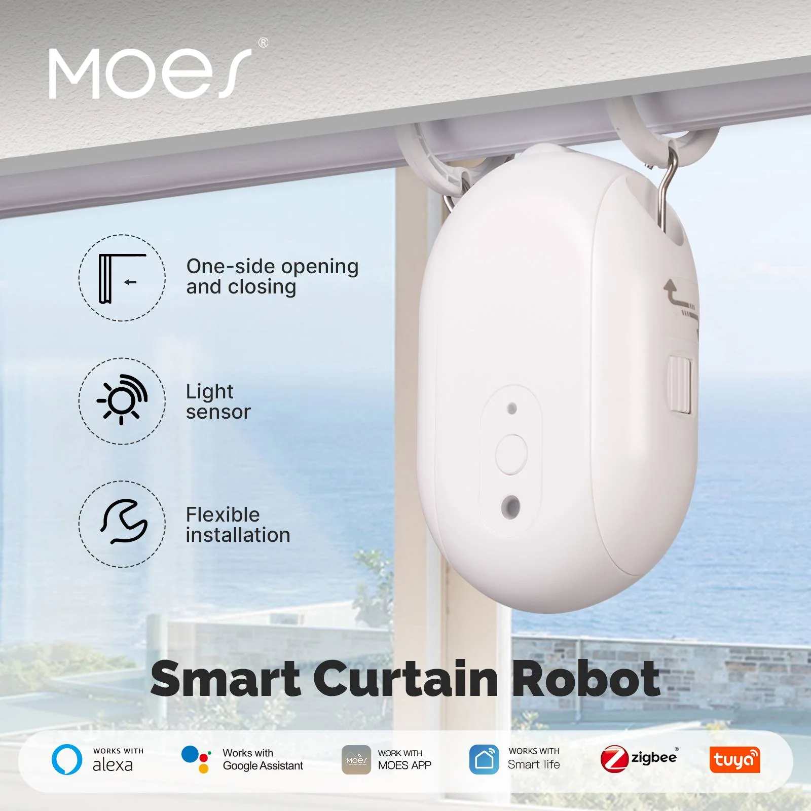 Zigbee Smart Electric Curtain Robot Timing Auto Opener Closer App Remote Control