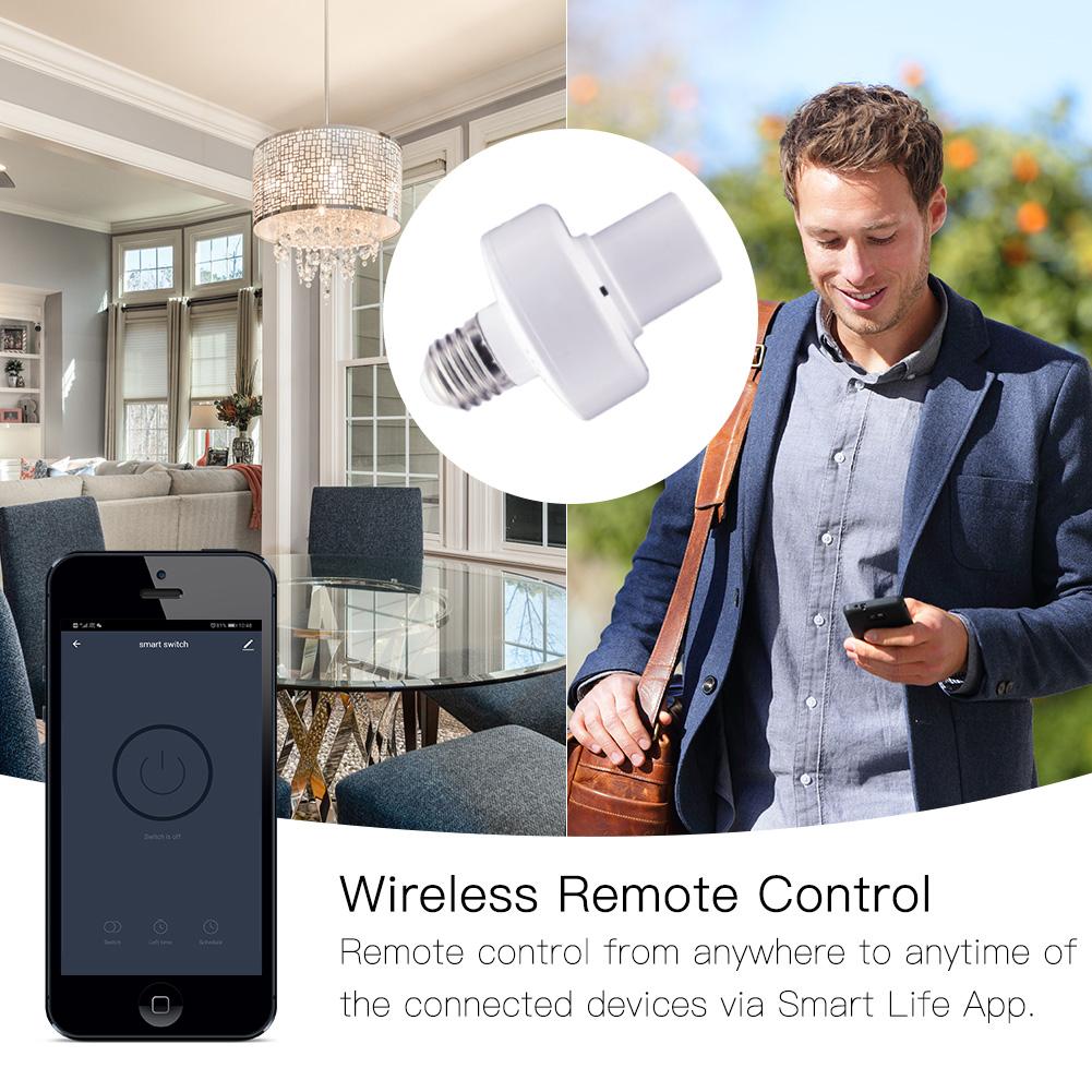 MOES WiFi Smart Light Bulb Adapter Lamp Holder Base AC 85-250V Timmer Remote E27 Lampholder 3
