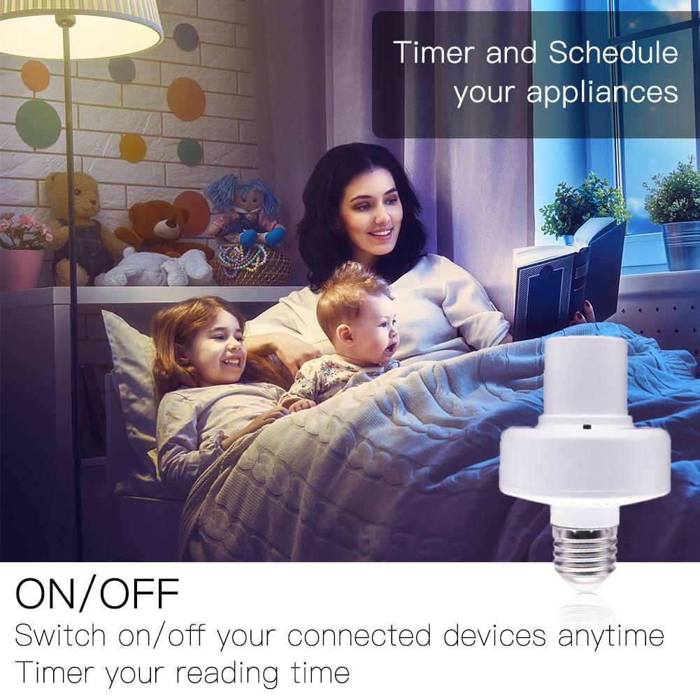 MOES WiFi Smart Light Bulb Adapter Lamp Holder Base AC 85-250V Timmer Remote E27 Lampholder 4